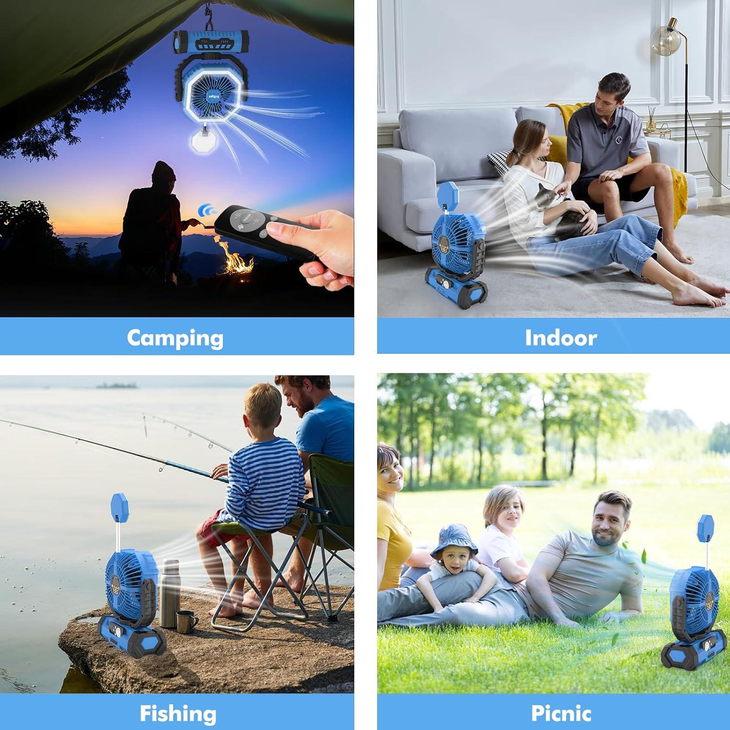 Ventilador de Camping Lollyes F19 con Linterna LED 20000mAh