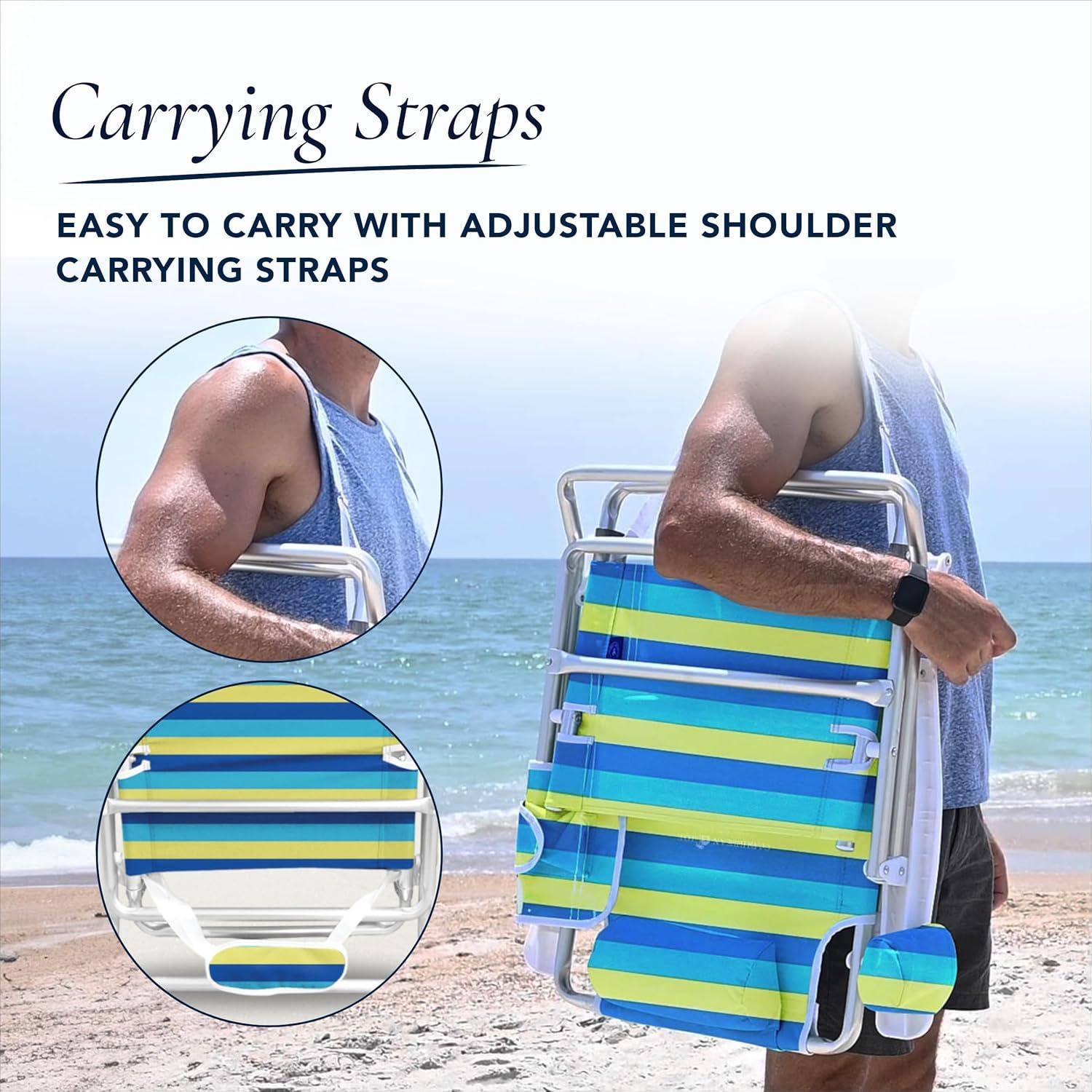 Silla de Playa Plegable Caribbean Joe 5 Posiciones Rayas Bold