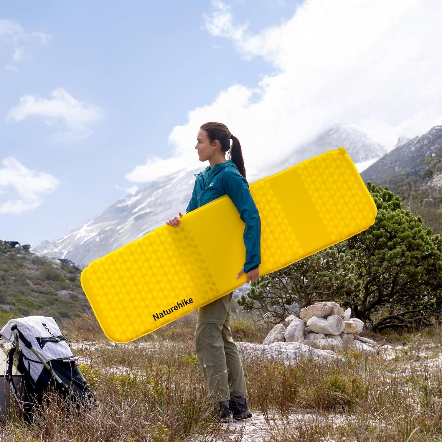 Almohadilla de Camping Autoinflable Naturehike Amarilla 196x65cm