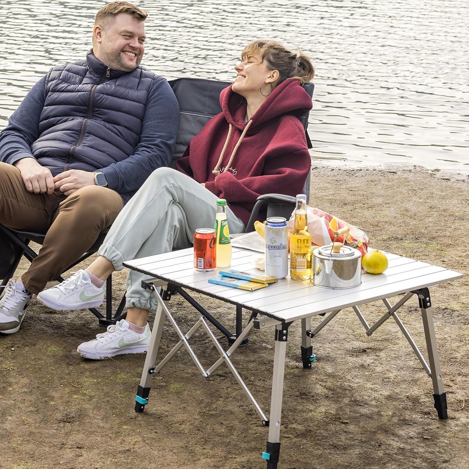 Mesa de Camping Plegable OuterSpa 70.1x70.1cm Aluminio Plata