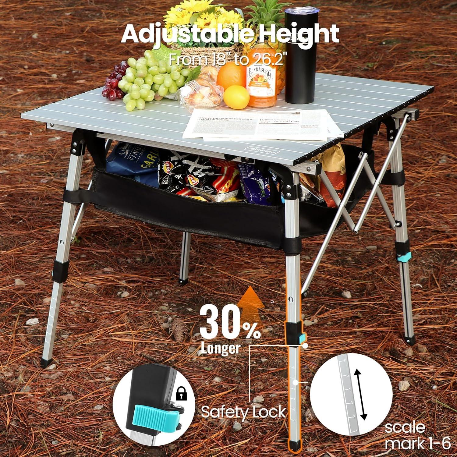 Mesa de Camping Plegable OuterSpa 70.1x70.1cm Aluminio Plata