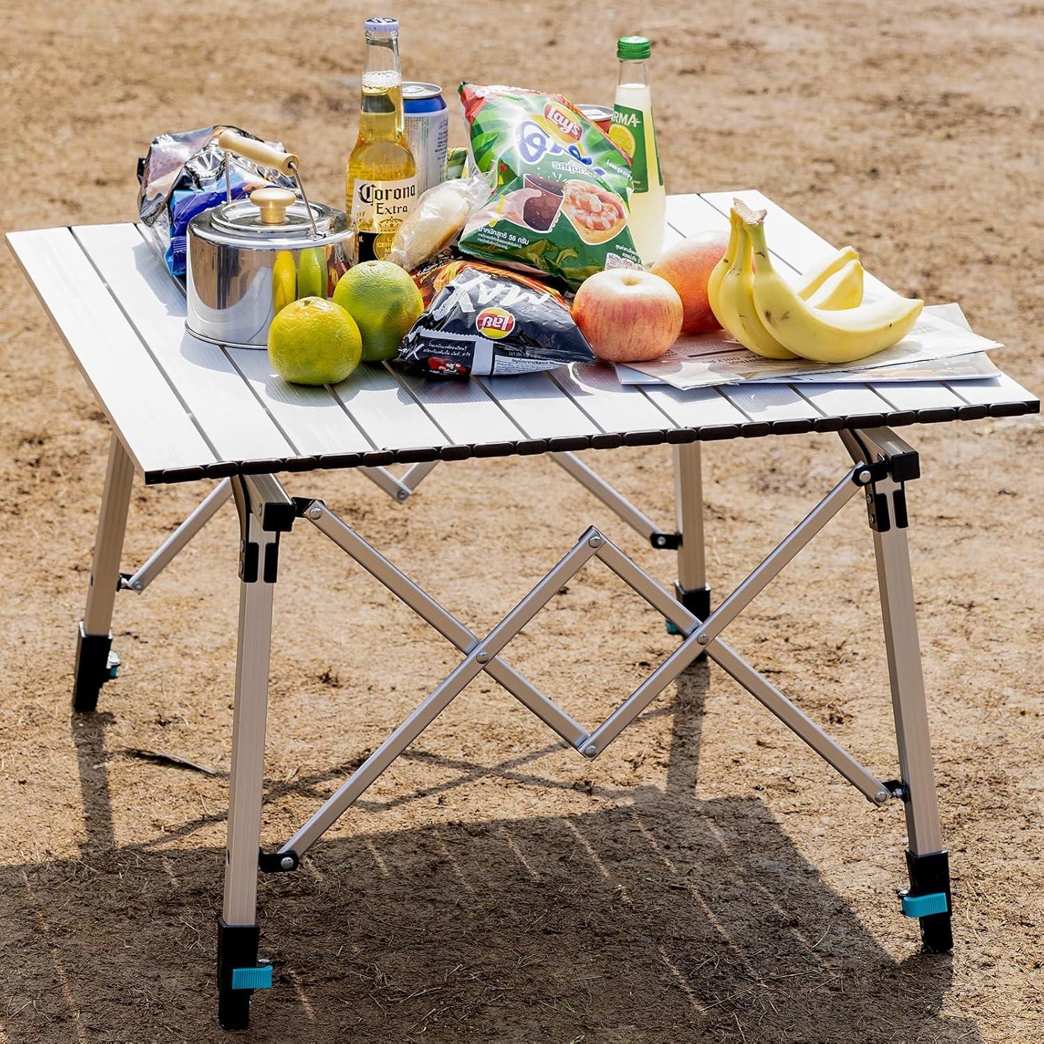 Mesa de Camping Plegable OuterSpa 70.1x70.1cm Aluminio Plata