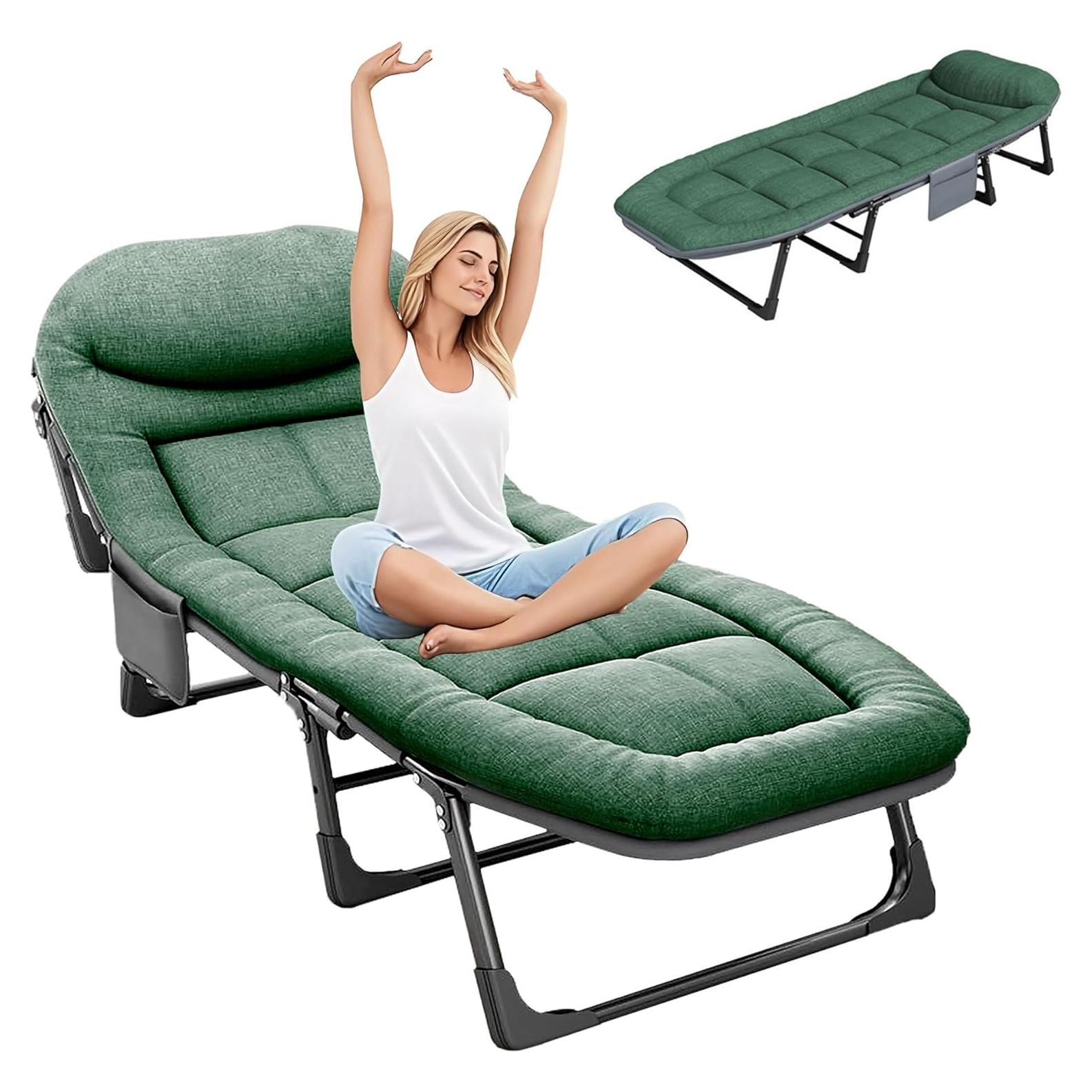 Cama Plegable Portátil SunSettler Grande con Colchón Acolchado