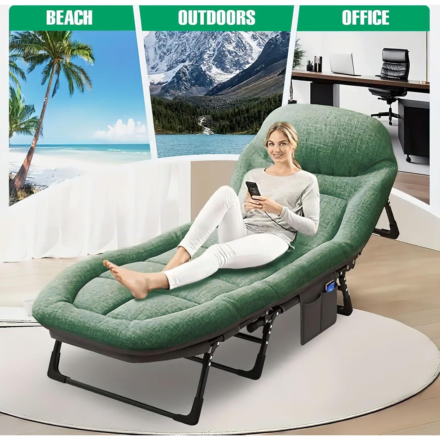 Cama Plegable Portátil SunSettler Grande con Colchón Acolchado