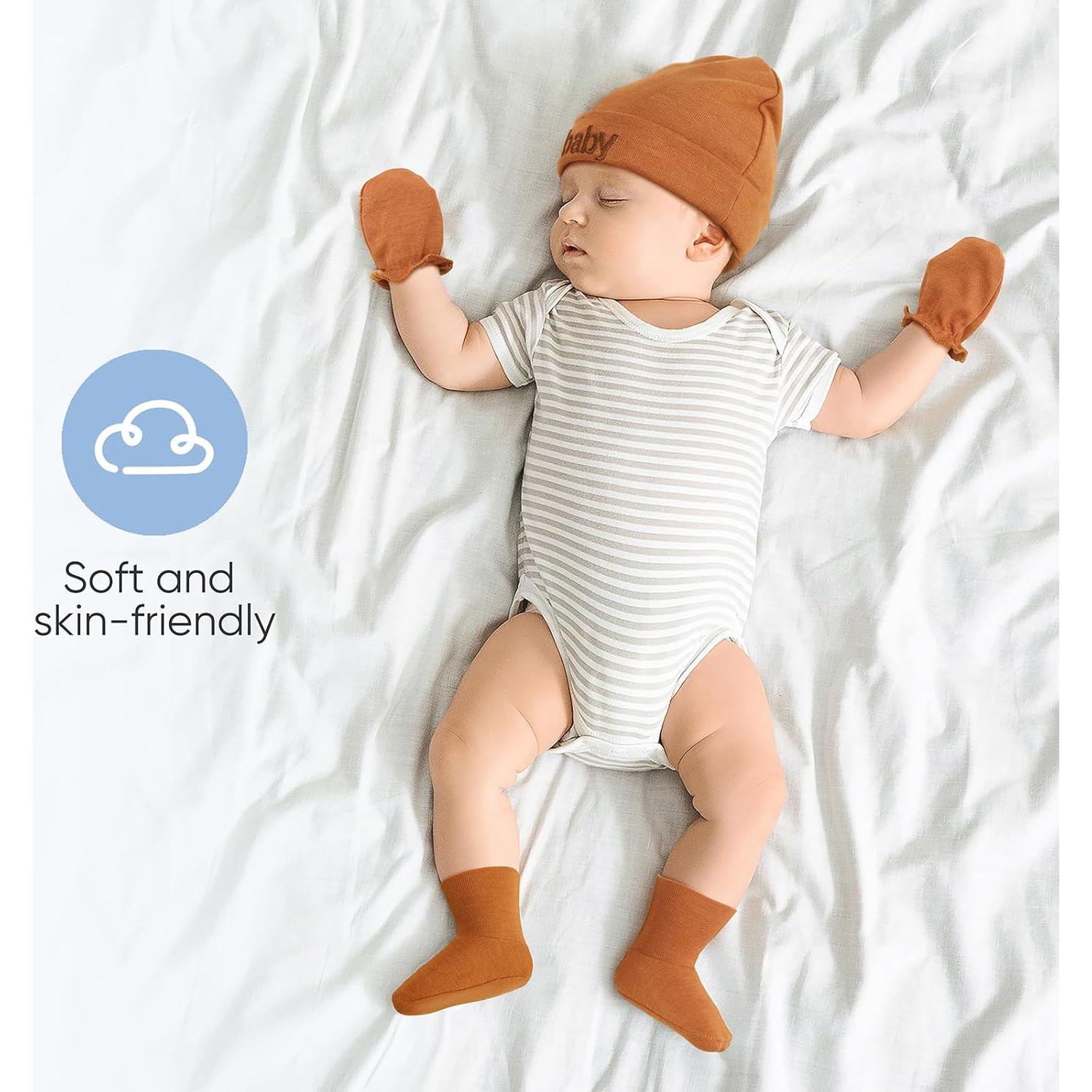 Conjunto Gorro Manoplas Calcetines Bebé BQUBO Algodón 0-6 Meses