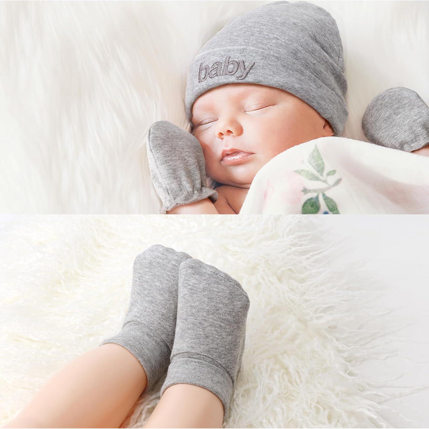 Conjunto Gorro Manoplas Calcetines Bebé BQUBO Algodón 0-6 Meses