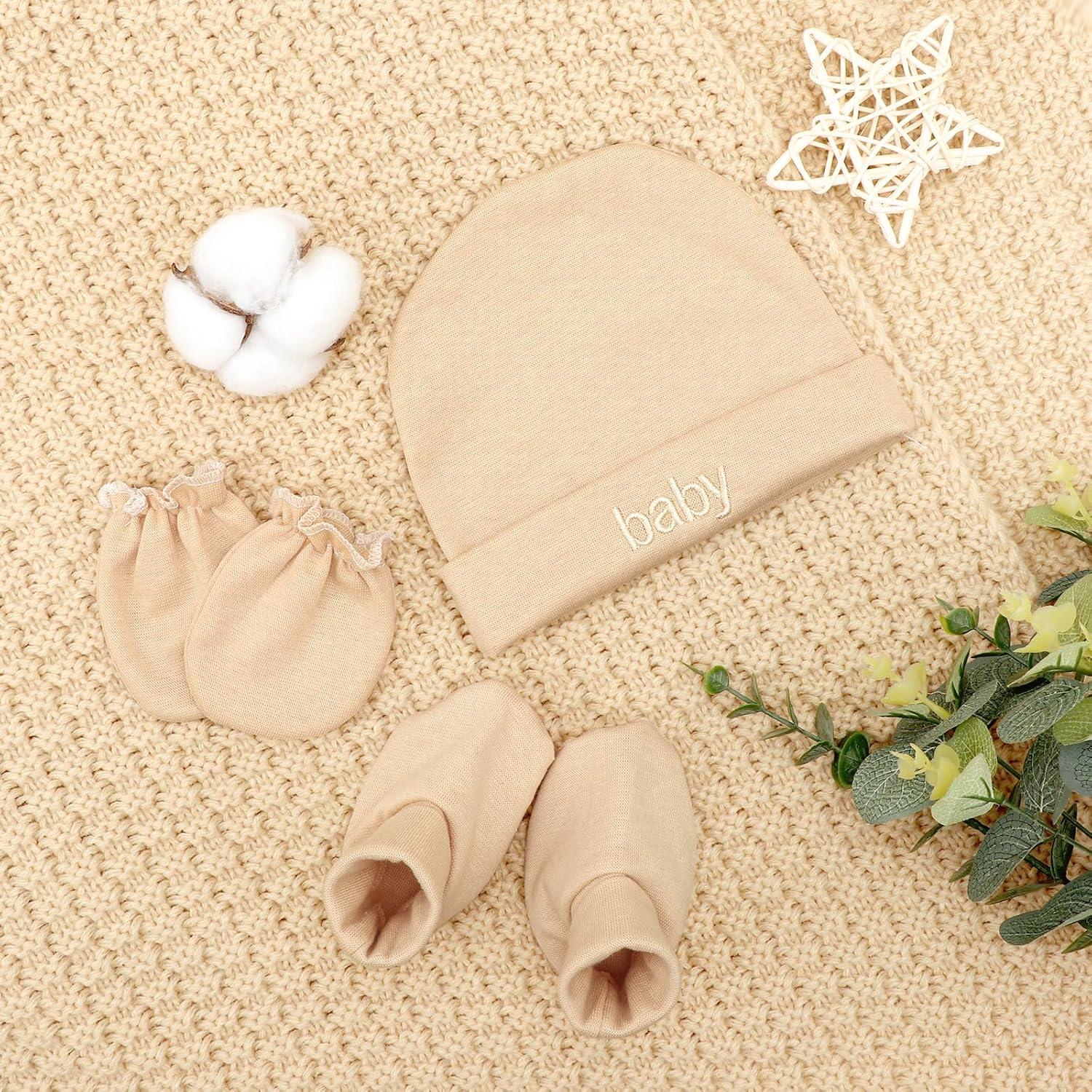 Conjunto Gorro Manoplas Calcetines Bebé BQUBO Algodón 0-6 Meses