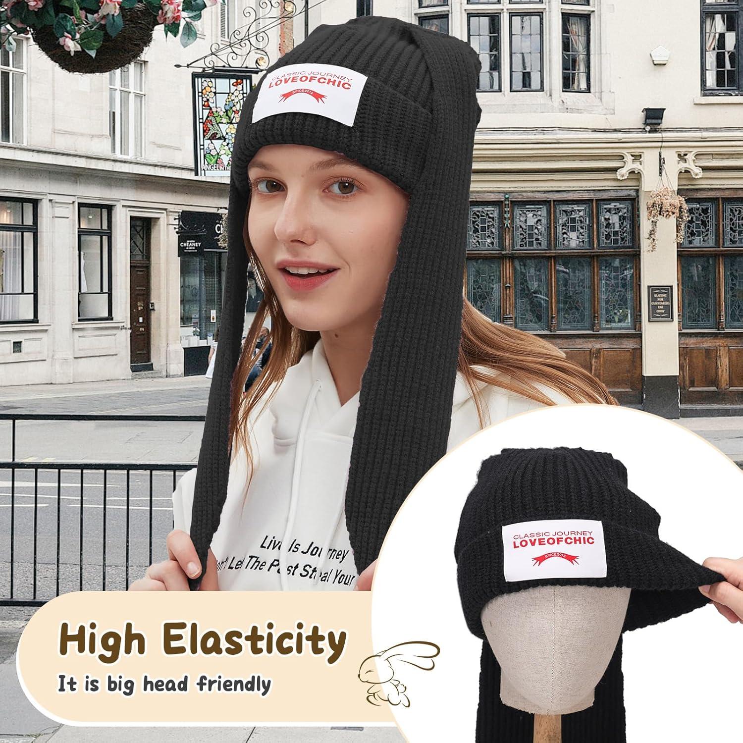 Gorro de Conejo YIKOEE para Mujeres - Tejido Suave y Acogedor