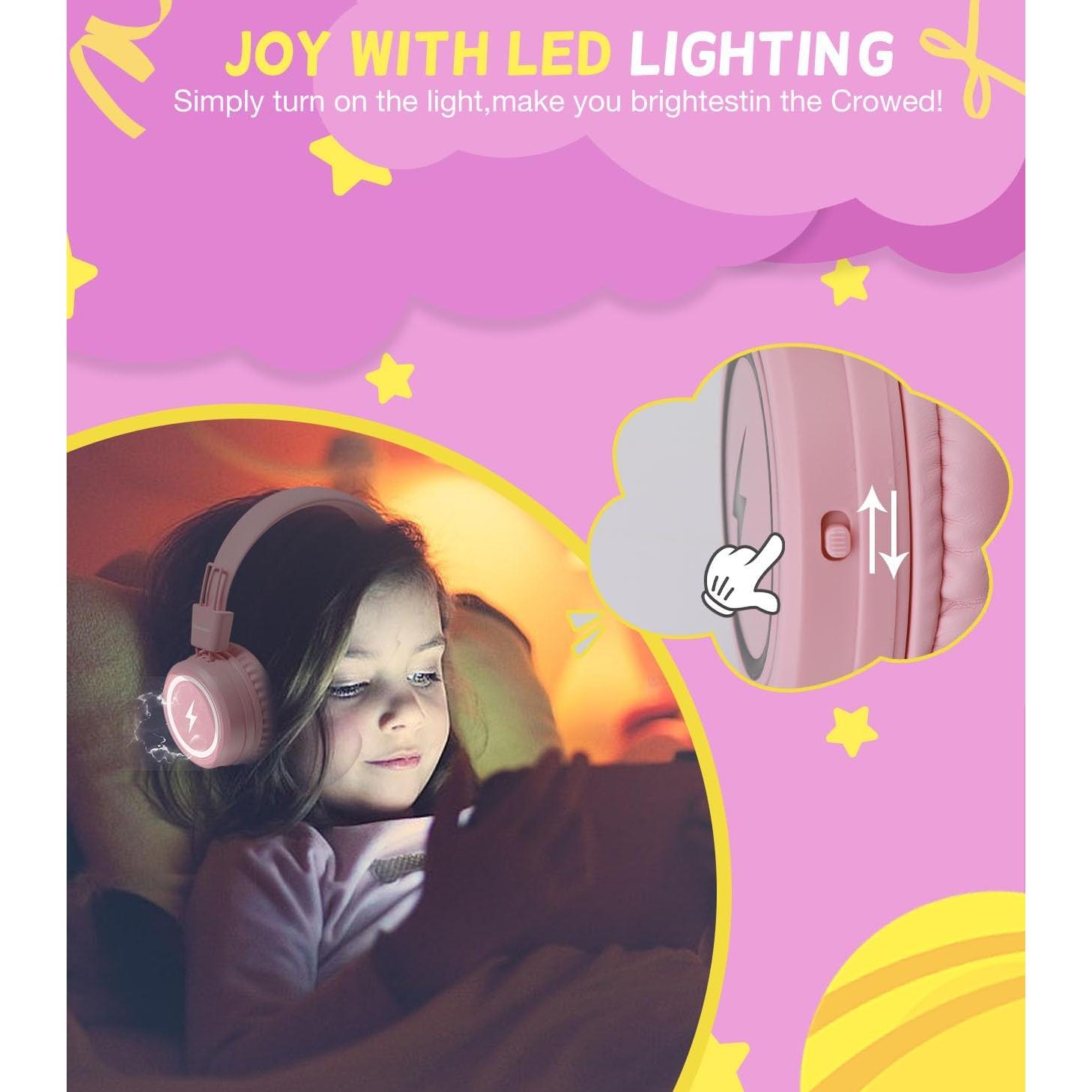 Auriculares para Niños KONNAO Tipo C con Luces LED Rosa
