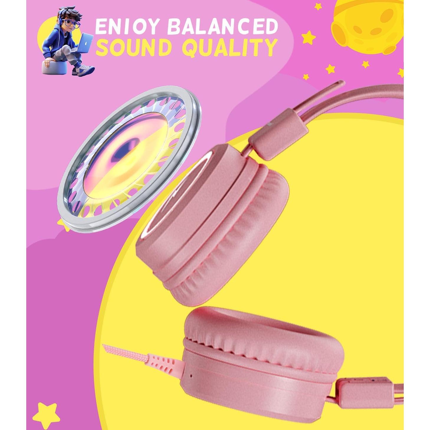 Auriculares para Niños KONNAO Tipo C con Luces LED Rosa