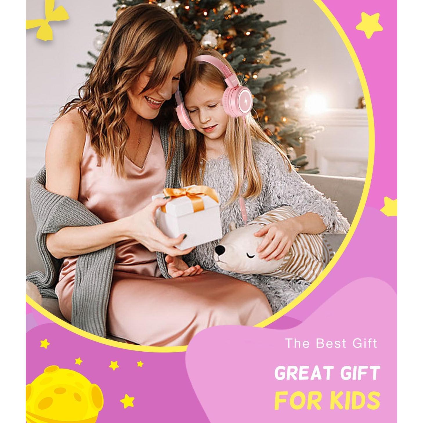 Auriculares para Niños KONNAO Tipo C con Luces LED Rosa