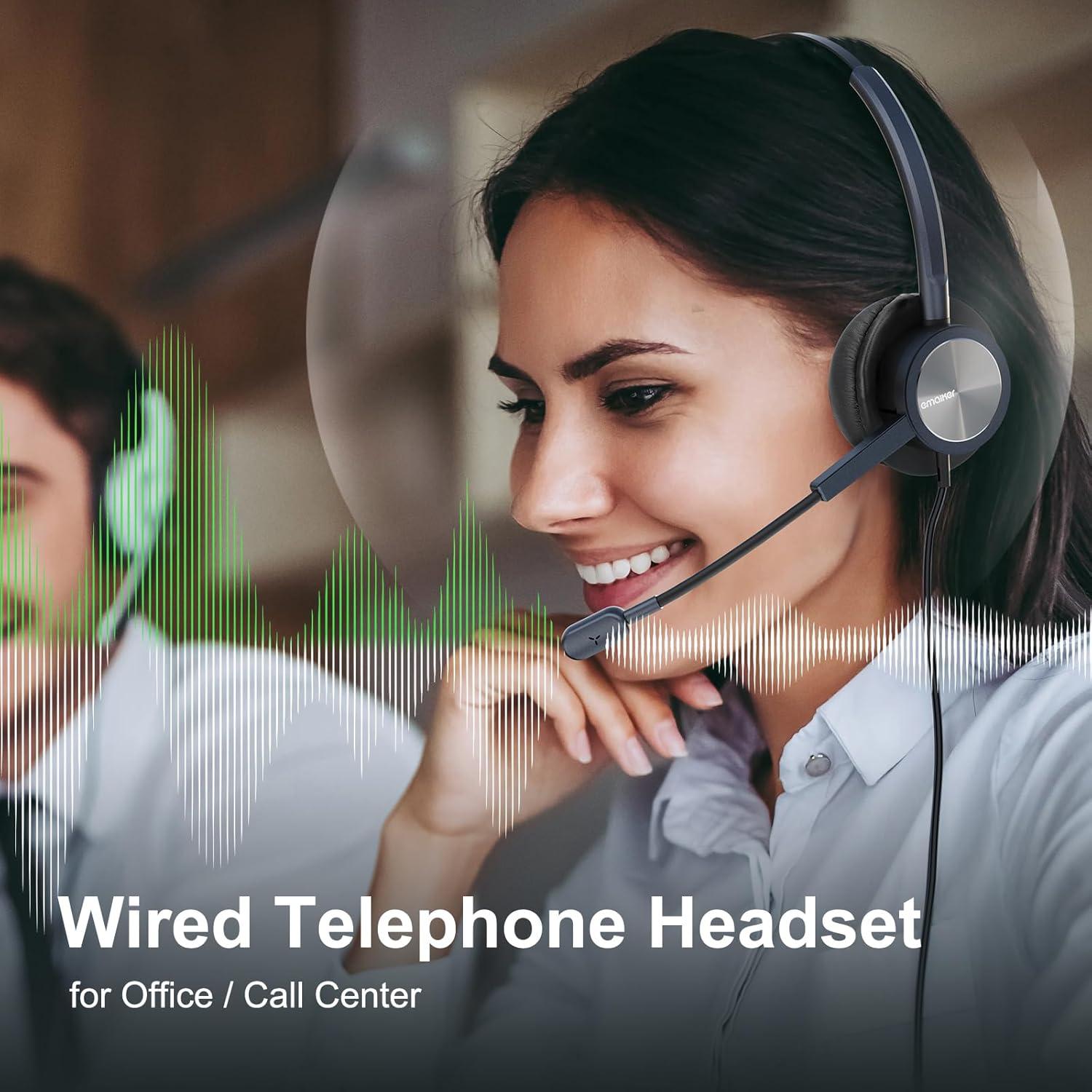 Auricular de Teléfono Emaiker Un Oído con Cable RJ9 para Cisco