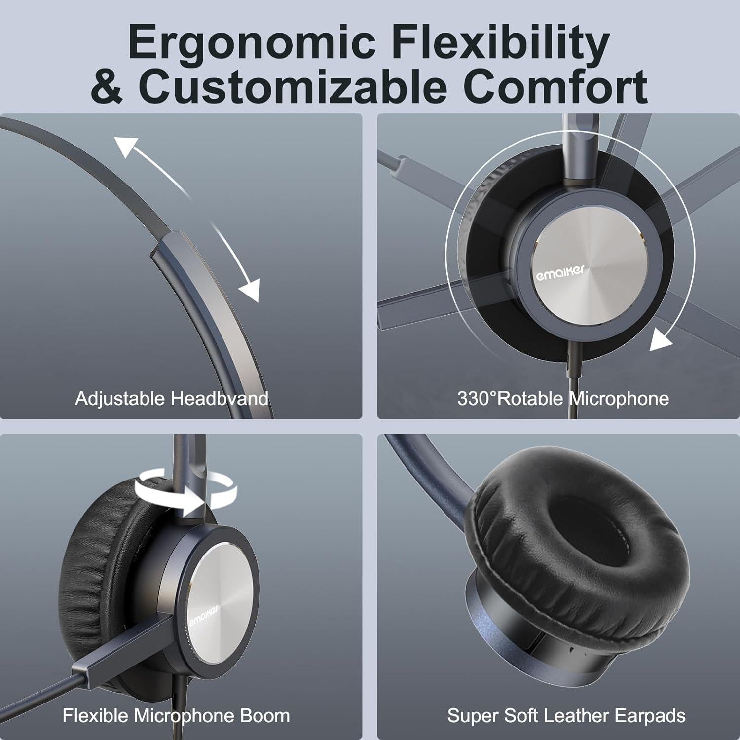 Auricular de Teléfono Emaiker Un Oído con Cable RJ9 para Cisco