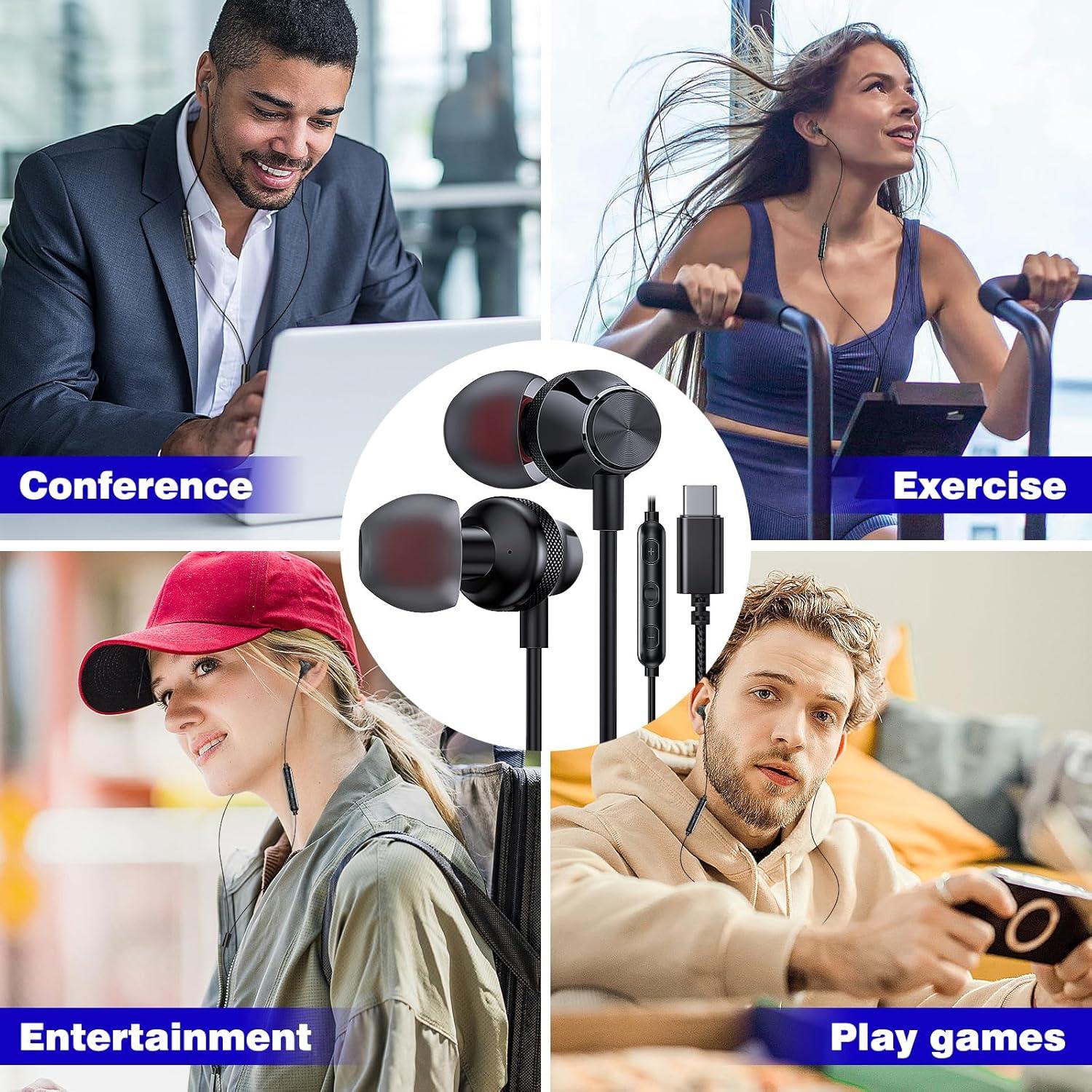 Auriculares USB C COOYA HiFi Estéreo In-Ear con Micrófono