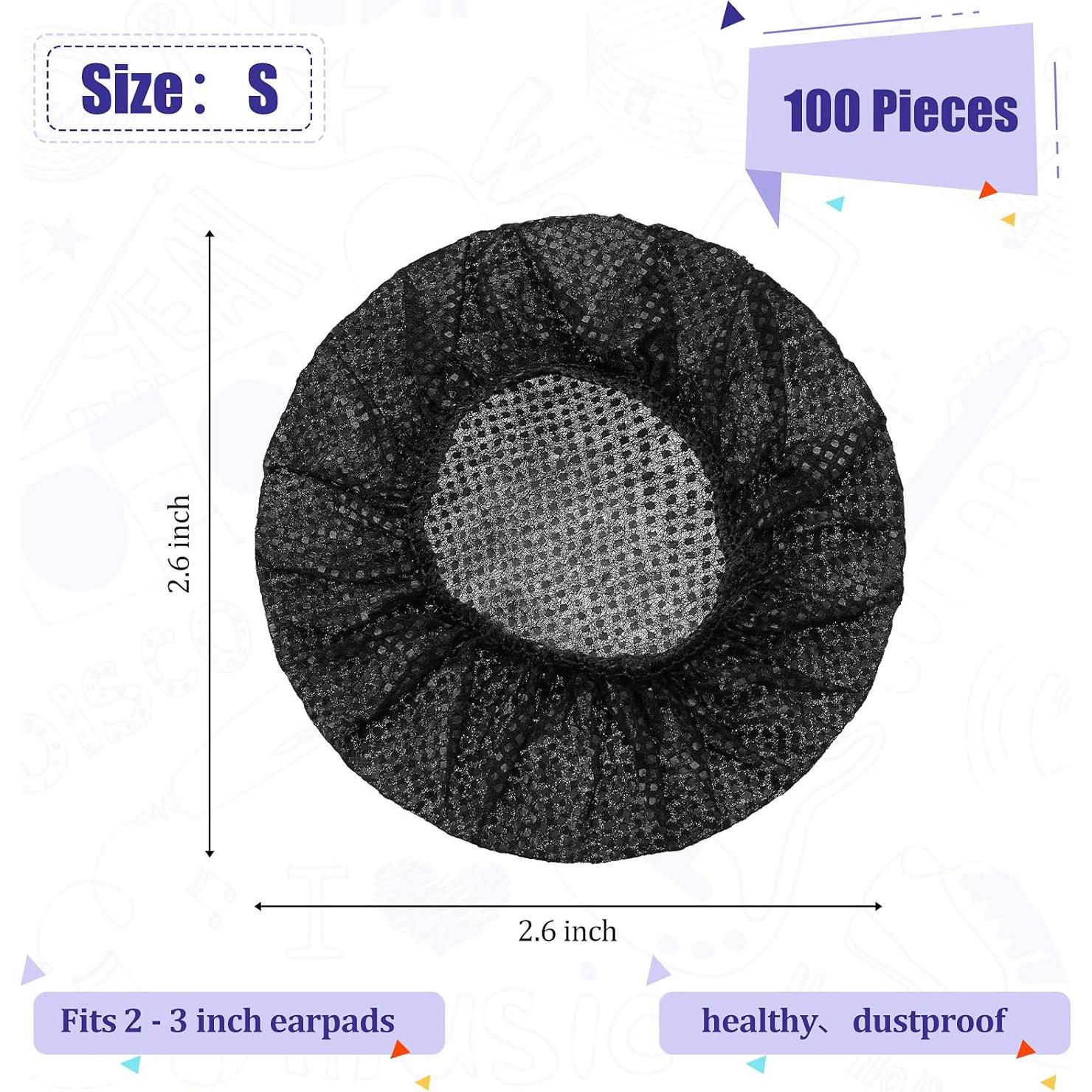 Cubiertas Desechables para Auriculares BBTO 100 Piezas 6.5 cm Negro