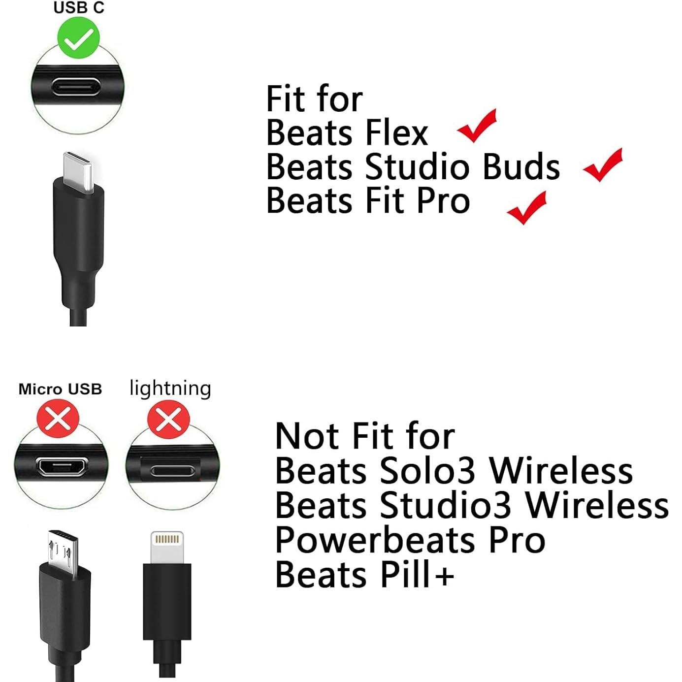 Cable de carga USB-C Tobysome para Beats y JBL - Negro