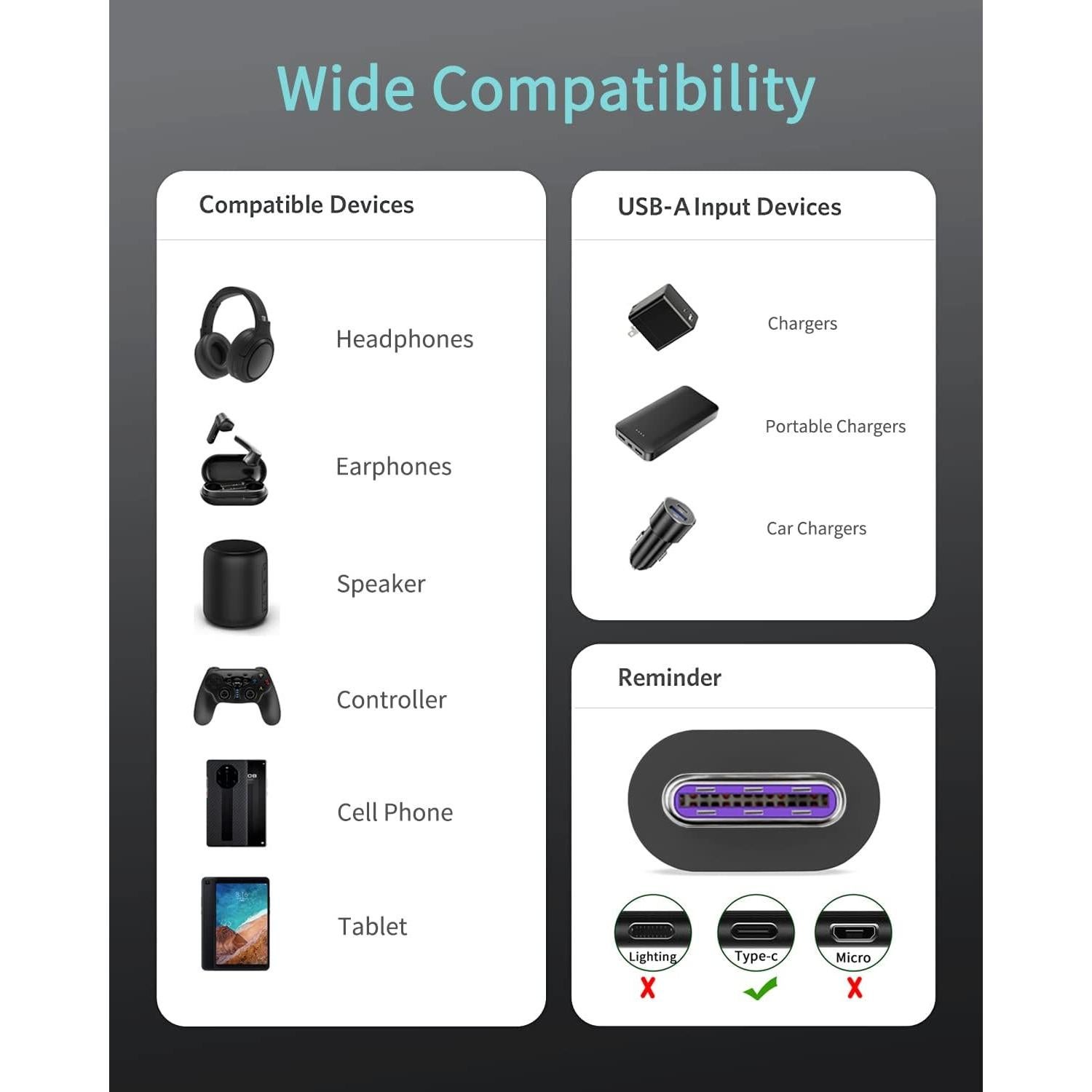 Cable de carga USB-C Tobysome para Beats y JBL - Negro