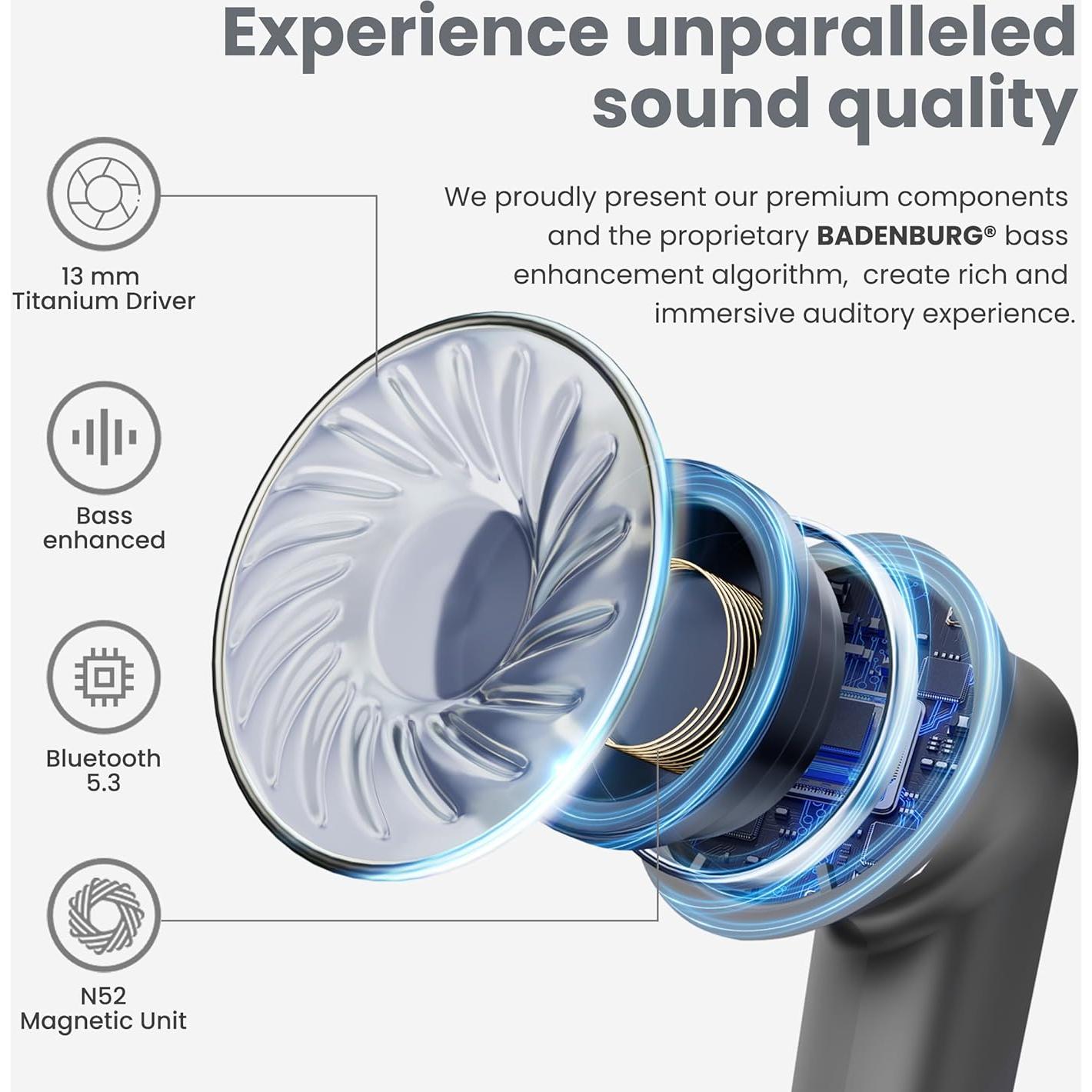 Auriculares Inalámbricos BADENBURG Airbeat 1 ANC Bluetooth 5.3