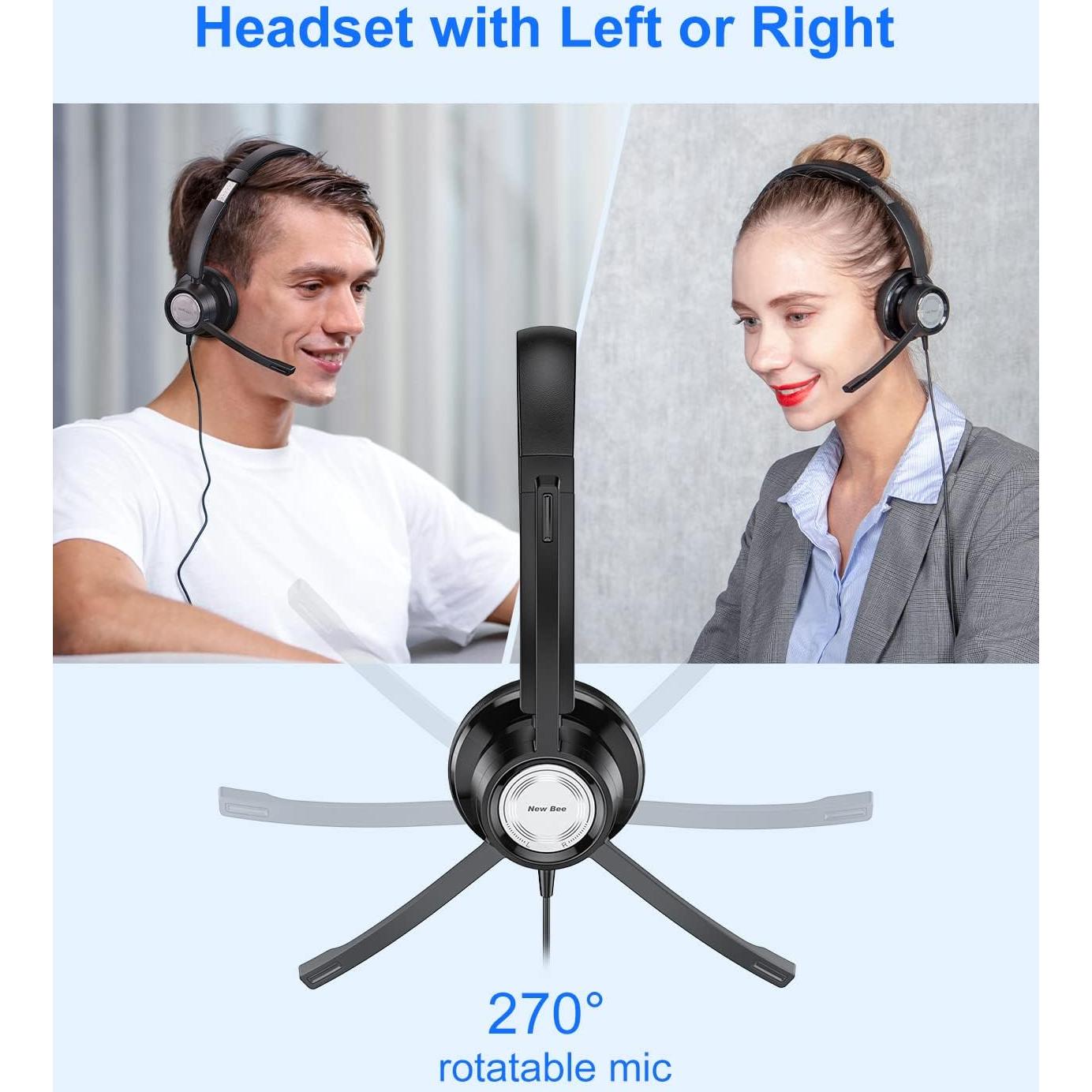 Auriculares USB New Bee H365 con micrófono y cancelación de ruido