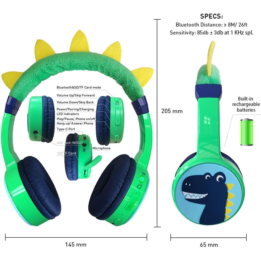 Auriculares Bluetooth Niños JBUNION Tigre 85dB Inalámbricos