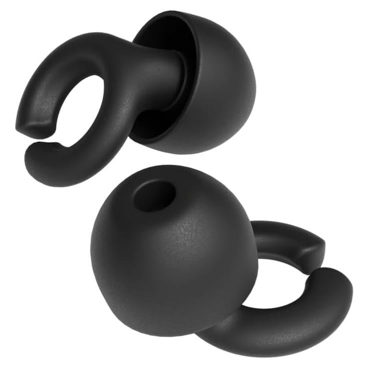 Tapones para oídos Hush Hoops de silicona negra, 17dB NRR, 1 par