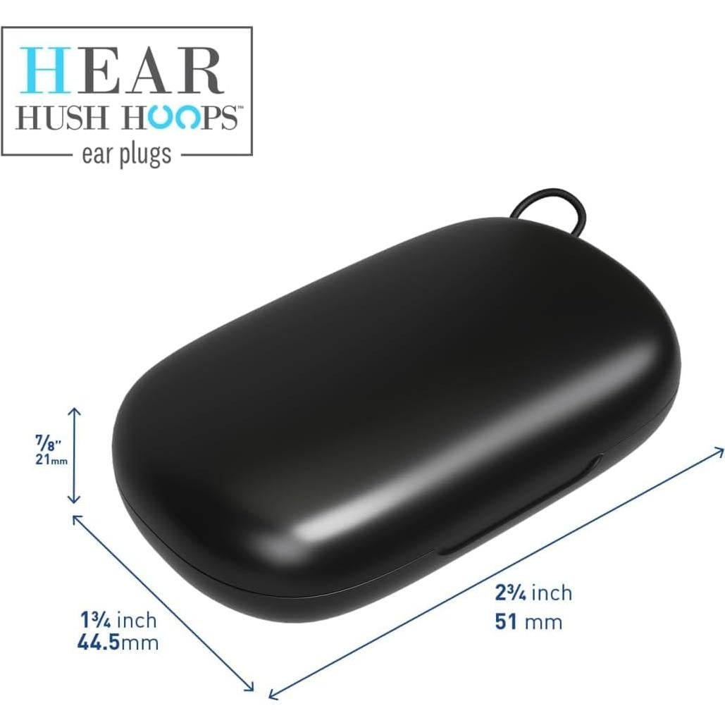 Tapones para oídos Hush Hoops de silicona negra, 17dB NRR, 1 par