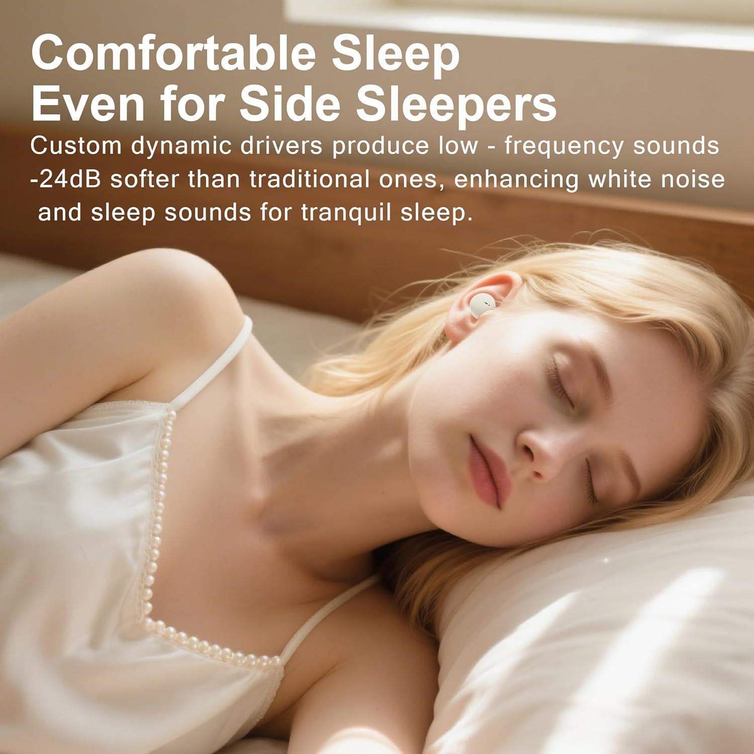 Auriculares para dormir Bluetooth 5.4 FEALUNE Beige - Aislamiento de ruido