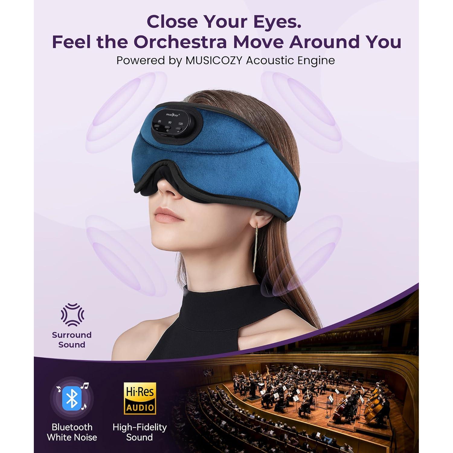 MUSICOZY Máscara de Sueño Bluetooth 3D con Auriculares Inalámbricos