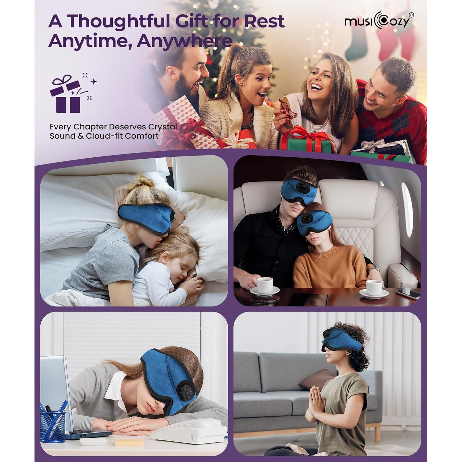MUSICOZY Máscara de Sueño Bluetooth 3D con Auriculares Inalámbricos