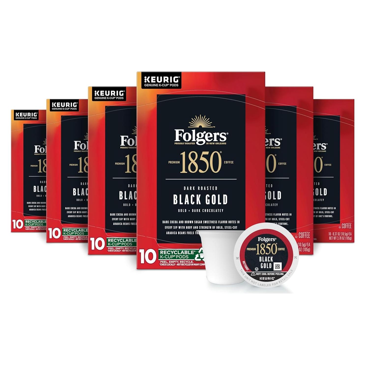 Café Folgers 1850 Black Gold Tostado Oscuro 60 Cápsulas K-Cup