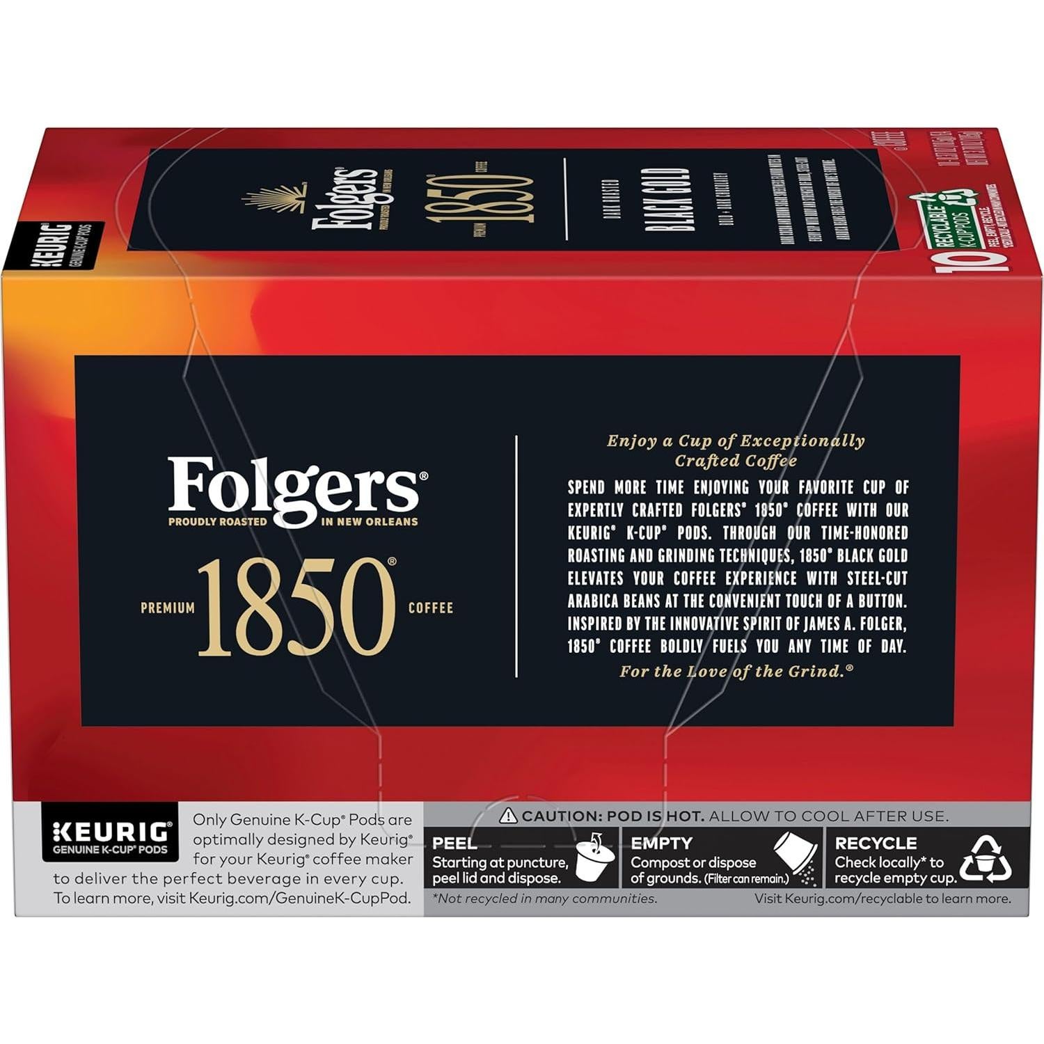 Café Folgers 1850 Black Gold Tostado Oscuro 60 Cápsulas K-Cup