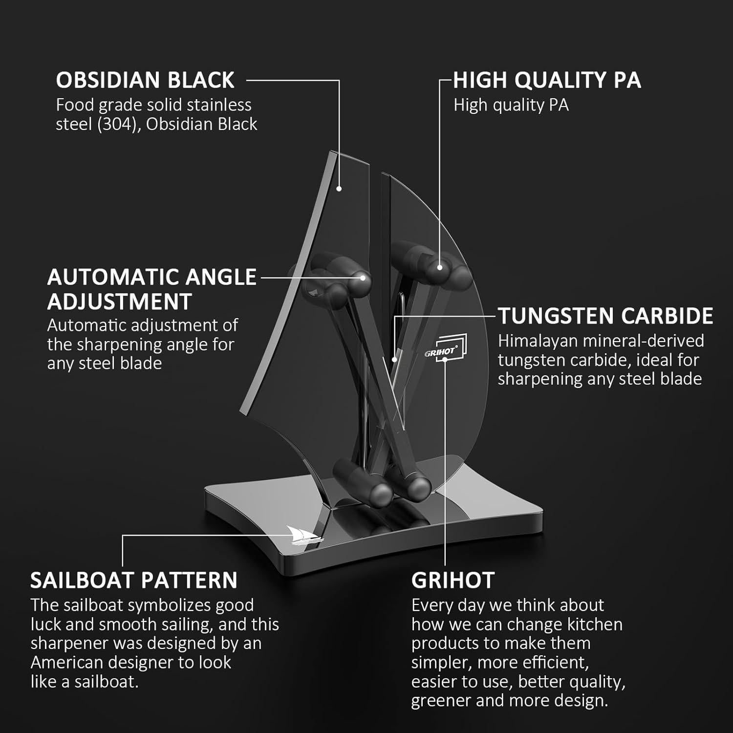 Afilador de cuchillos Grihot VN3 - 3 Acciones, 0.88 kg