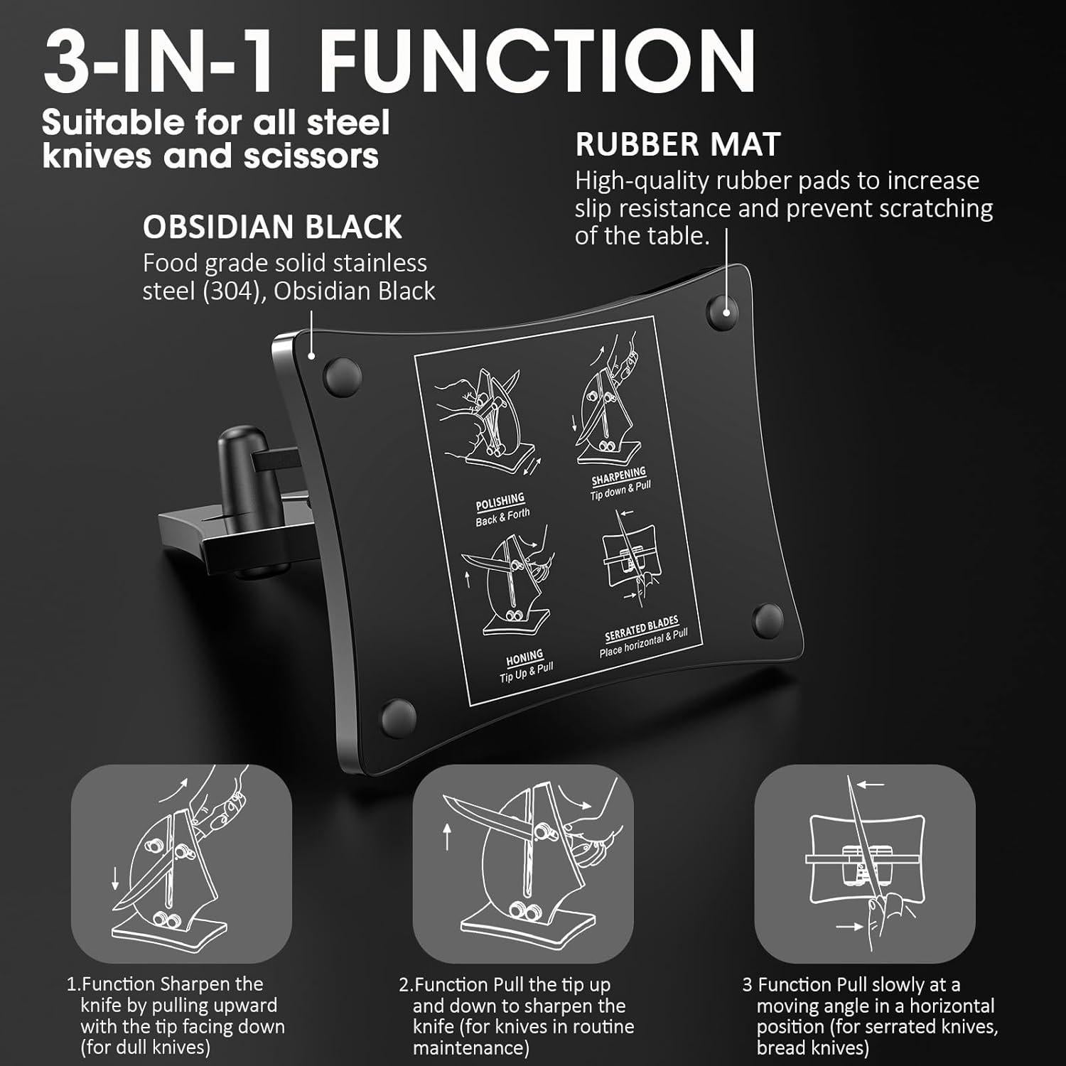 Afilador de cuchillos Grihot VN3 - 3 Acciones, 0.88 kg