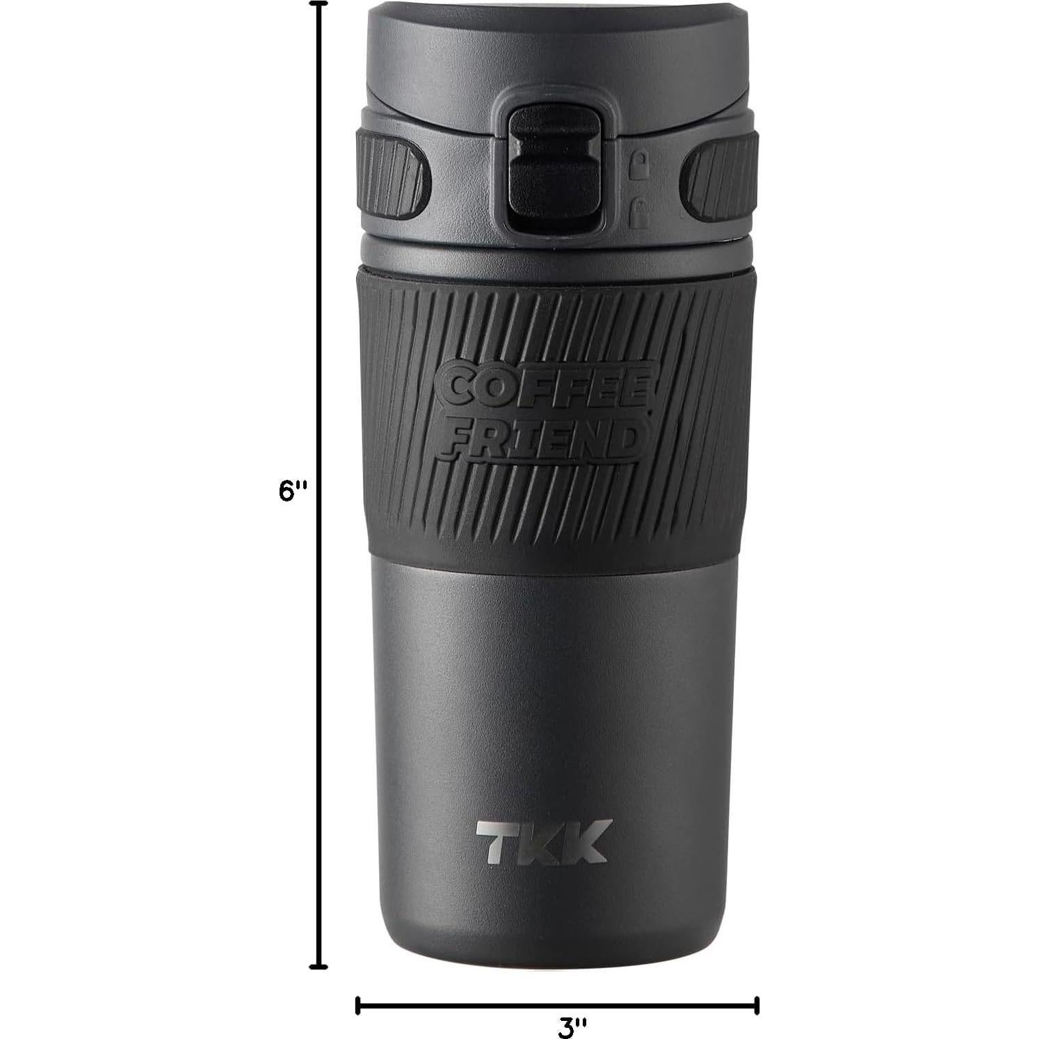 Taza de Viaje TKK 15 oz Acero Inoxidable Aislada Gris