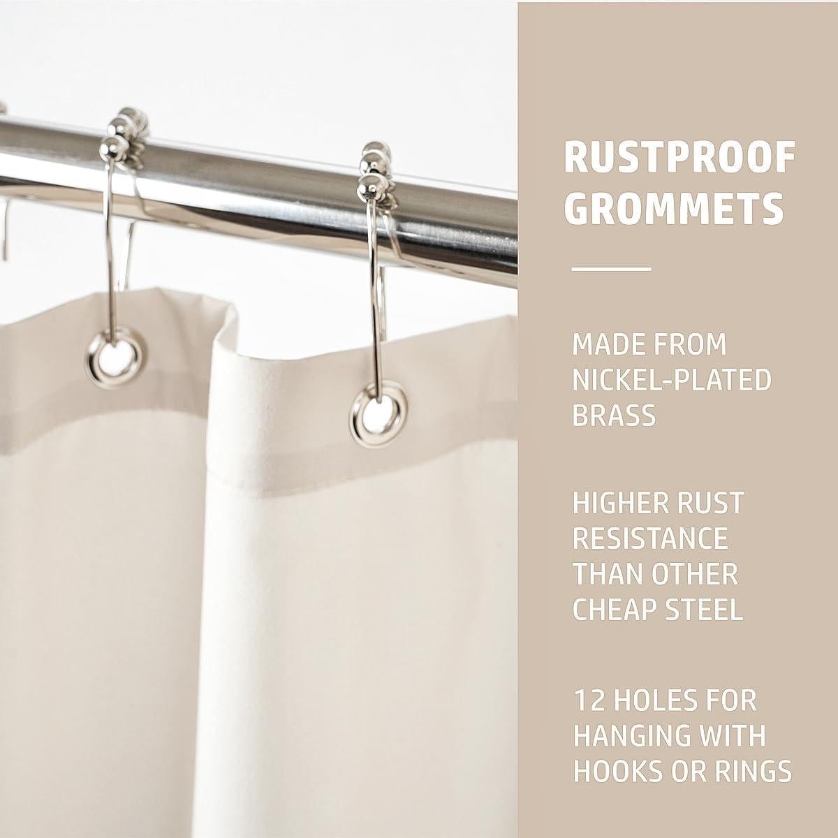 Cortina de Ducha Impermeable Felisa Blanca Crema 182.88 cm