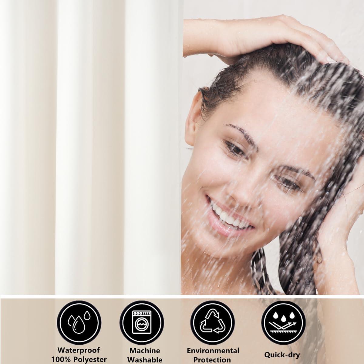 Cortina de Ducha Impermeable Felisa Blanca Crema 182.88 cm