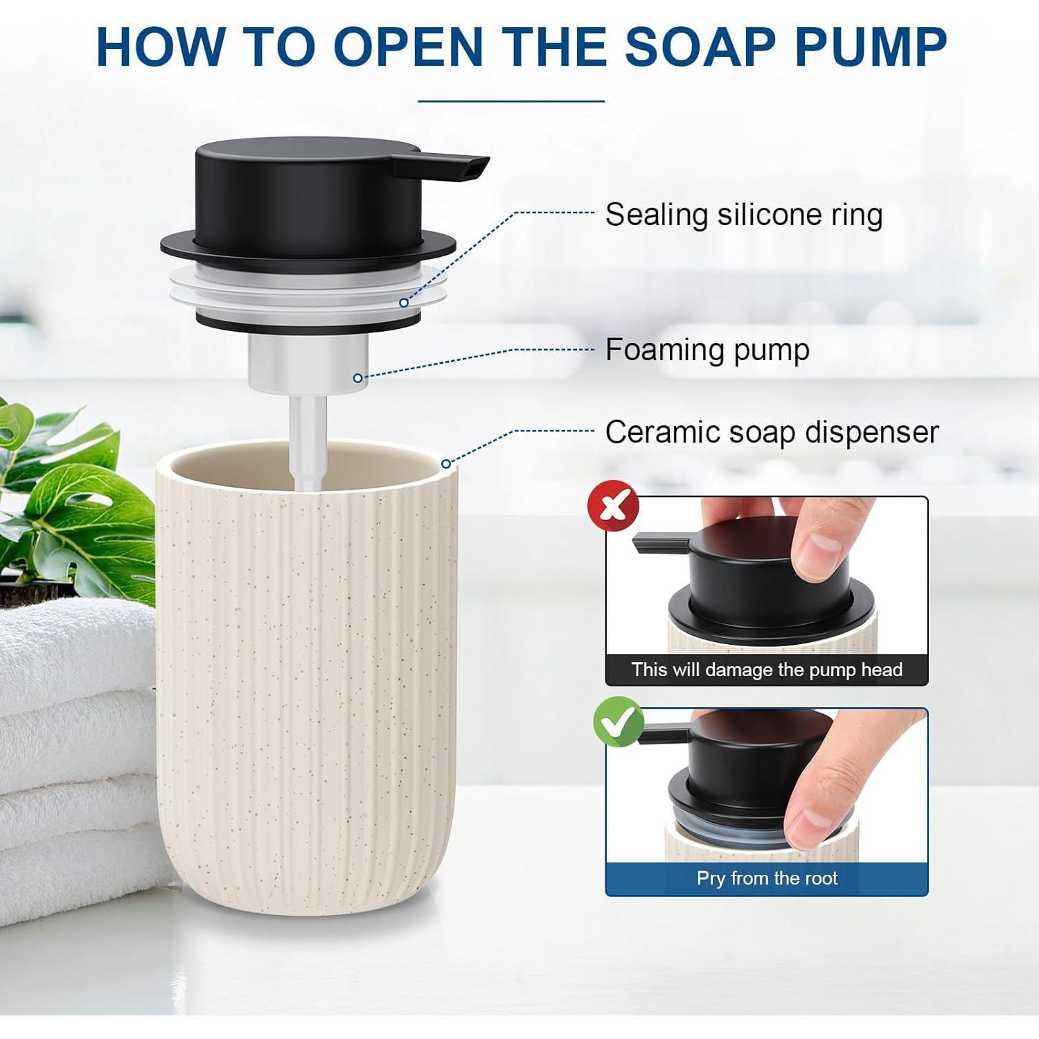 Dispensador de Jabón Espumoso Cerámica Dlirho Beige 355 ml