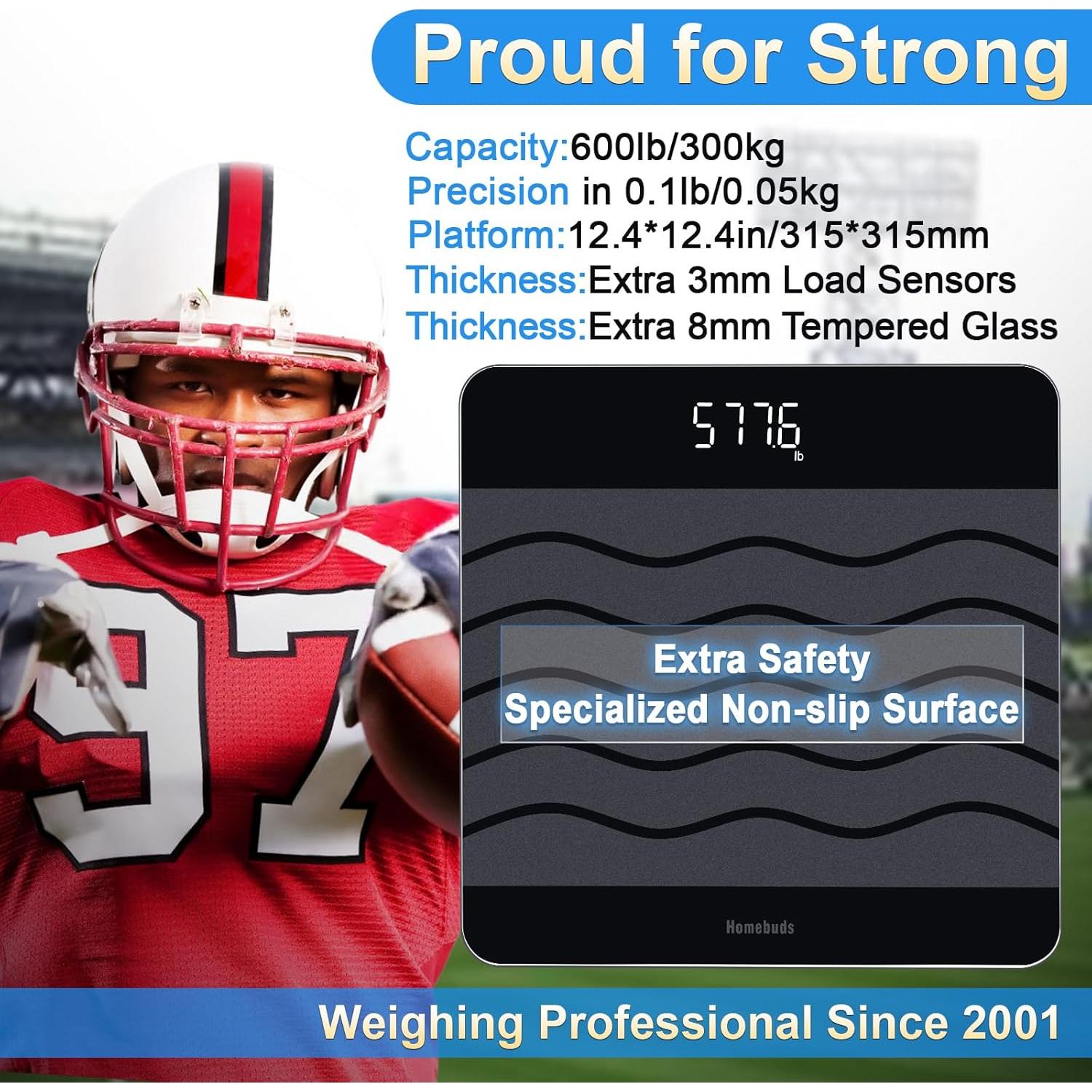 Báscula Digital de Baño Homebuds HB908 272kg Alta Precisión