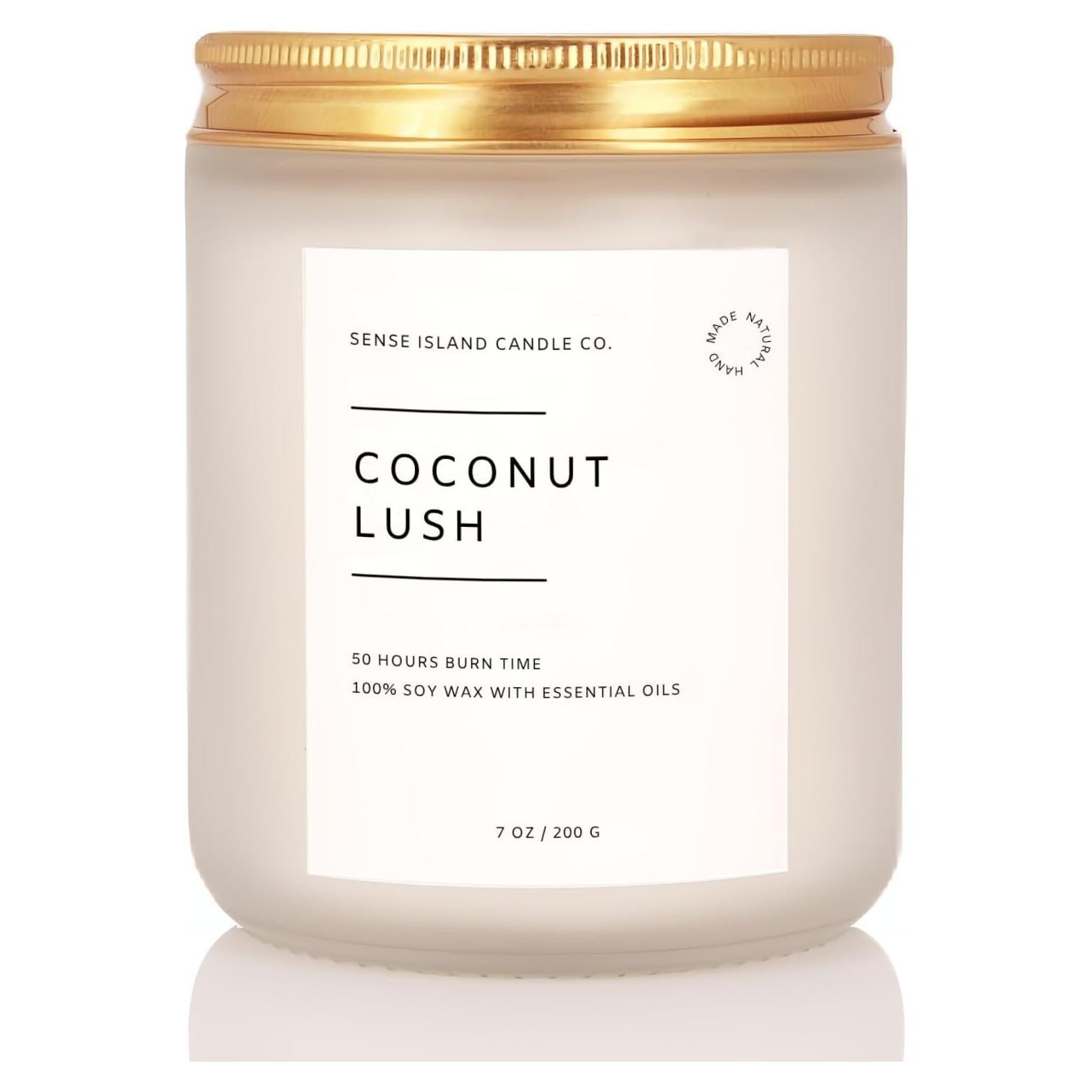 Coconut Lush Scented Candle | Sensual Intoxicating Fragrance Inspired by VS Coconut Passion | 7oz Soy Wax Long Lasting Scented Candle for Women | Gift for Her, Bedroom or Bath