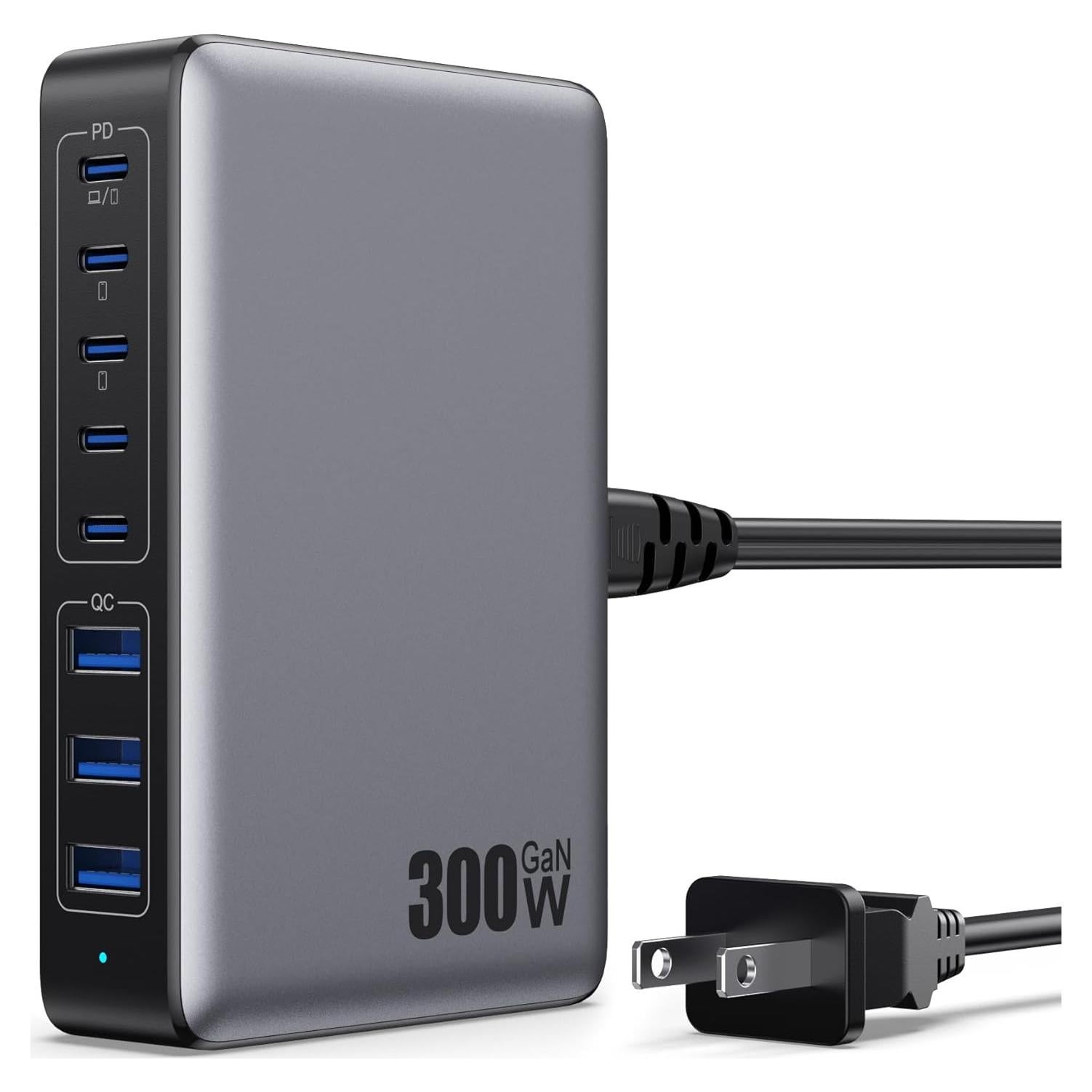 Cargador USB C 300W AONIMI 8 Puertos Carga Rápida PD 100W