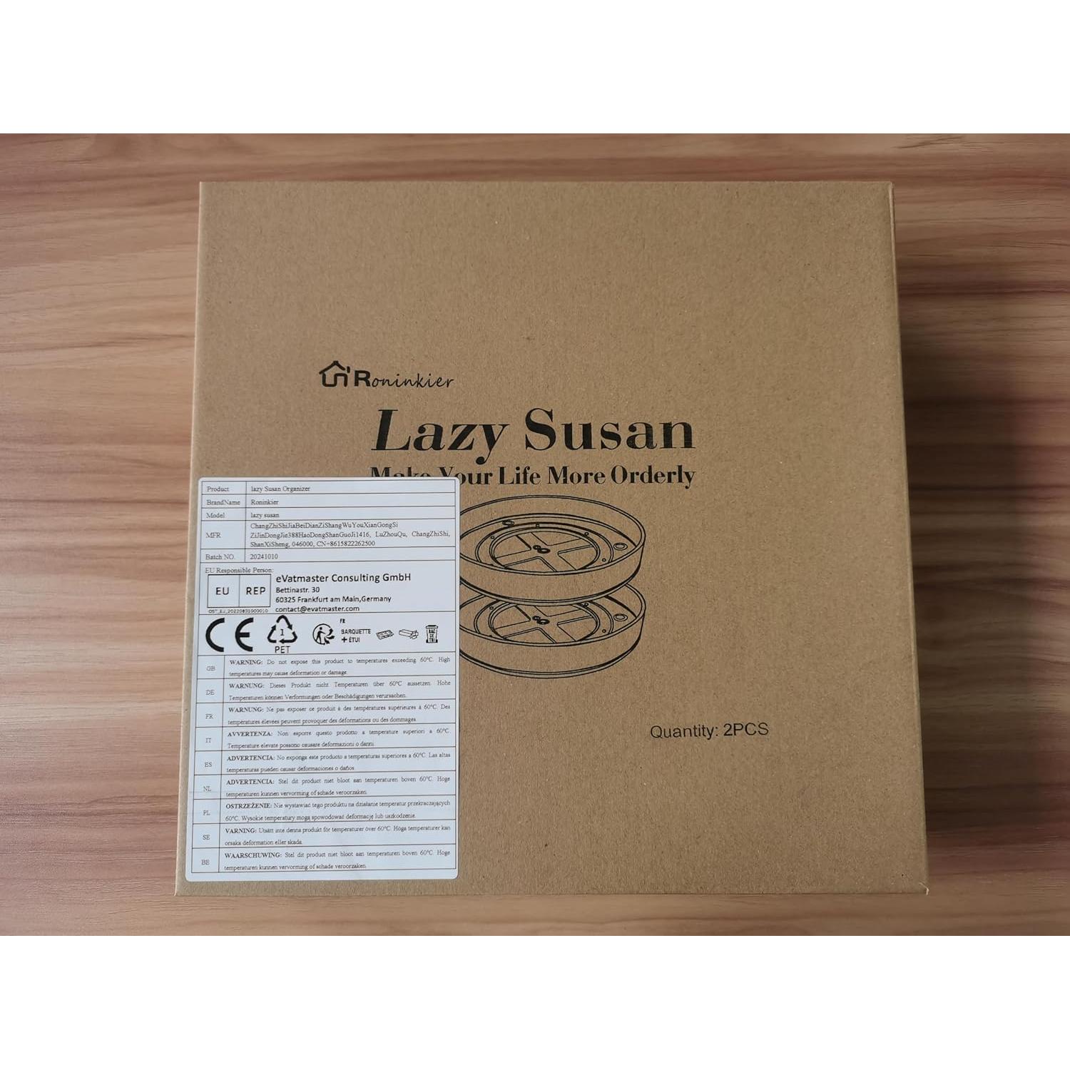 Organizador Giratorio Roninkier 9" Transparente - Paquete de 2