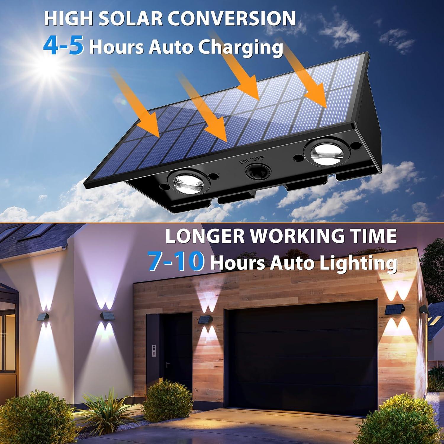 Luces Solares para Cercas UGDLUCK, Paquete de 6, 100 Lúmenes