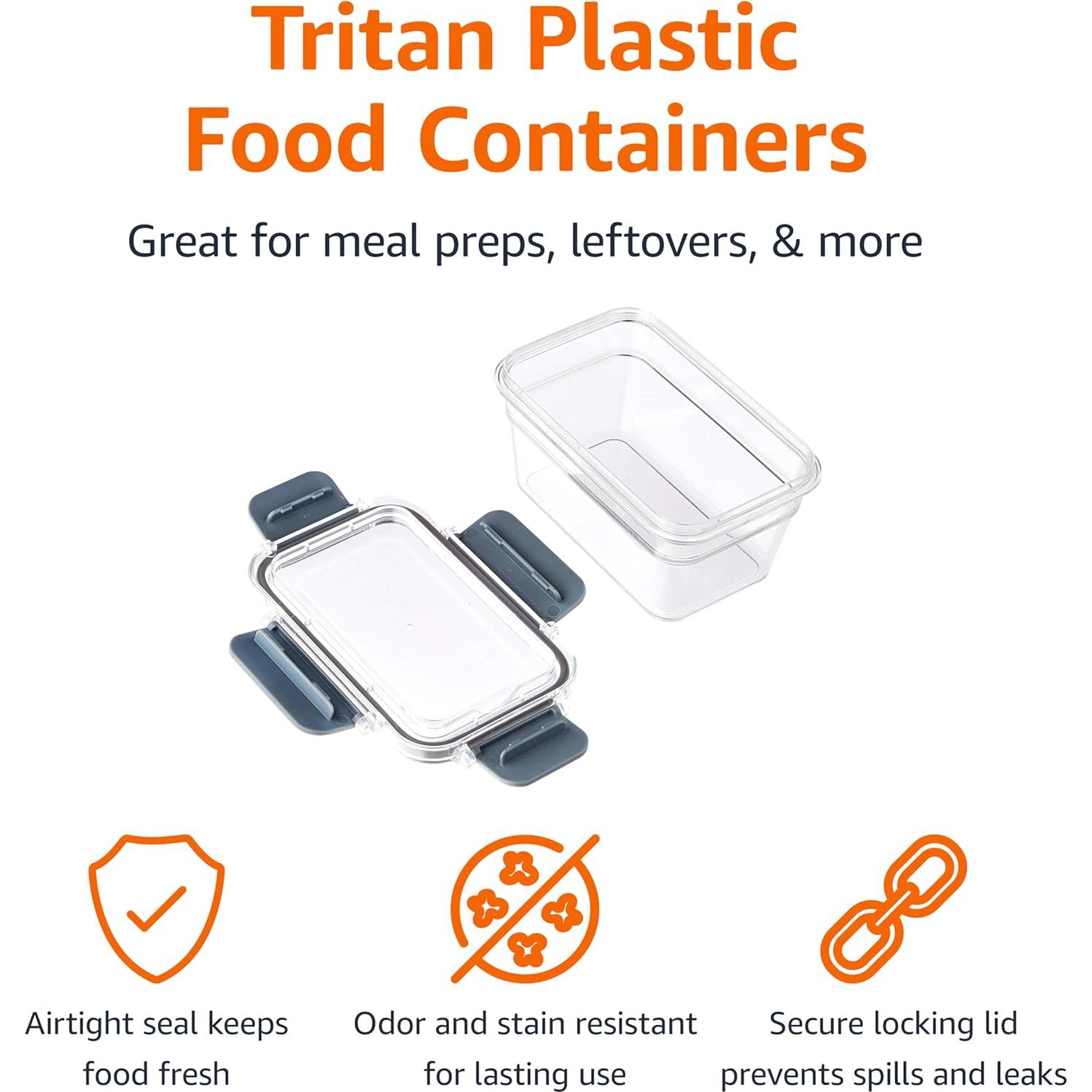 Contenedores de Almacenamiento de Alimentos Amazon Basics - 22 Piezas, Hermético, Tritan