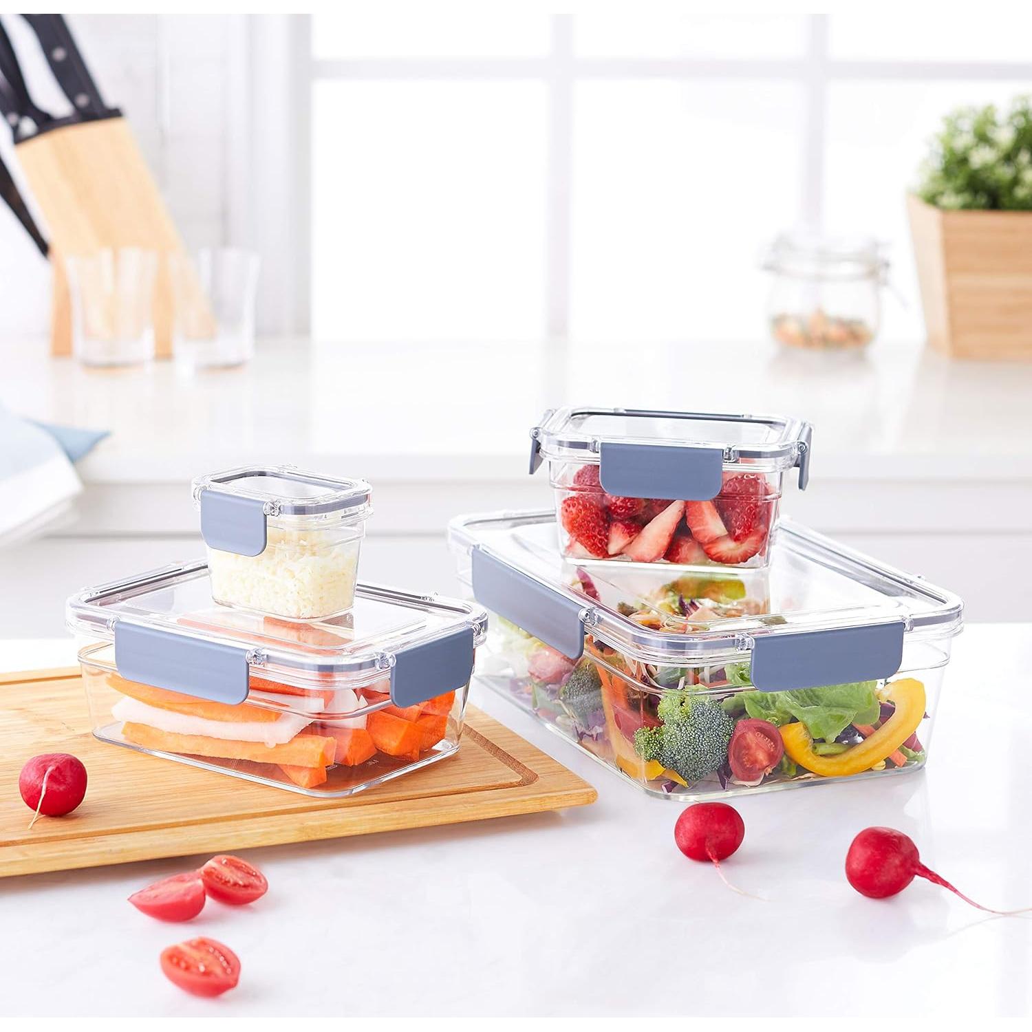 Contenedores de Almacenamiento de Alimentos Amazon Basics - 22 Piezas, Hermético, Tritan