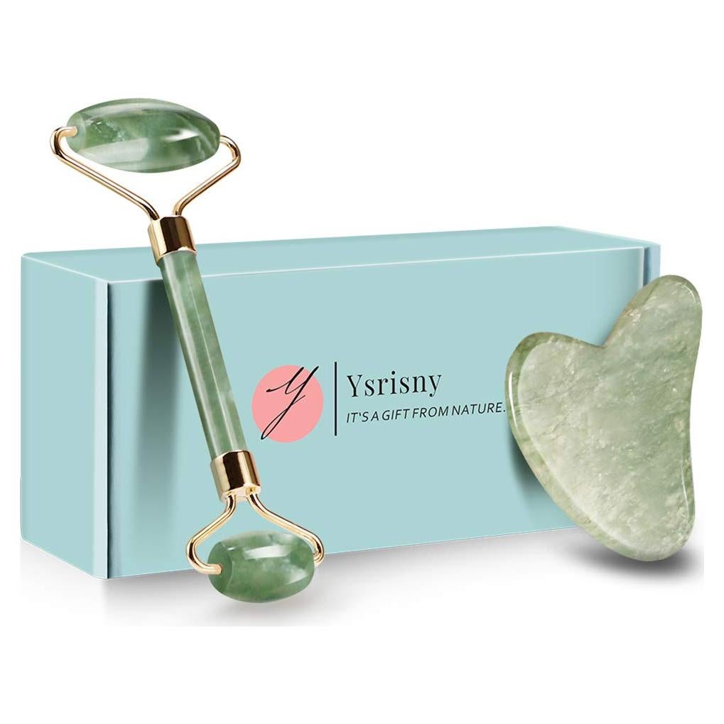 Rodillo de Jade + Gua Sha Ysrisny - Masaje Facial Antienvejecimiento