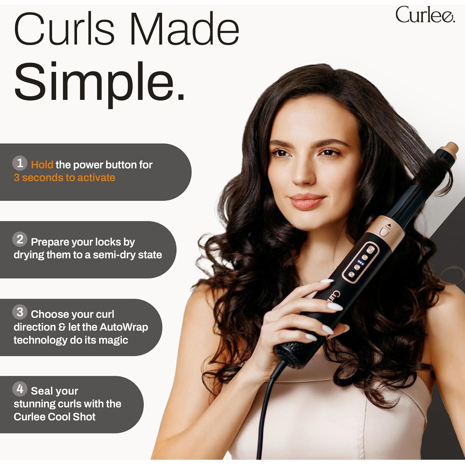 Cepillo Secador de Cabello Curlee MK-327B 1200W 6 en 1 Negro