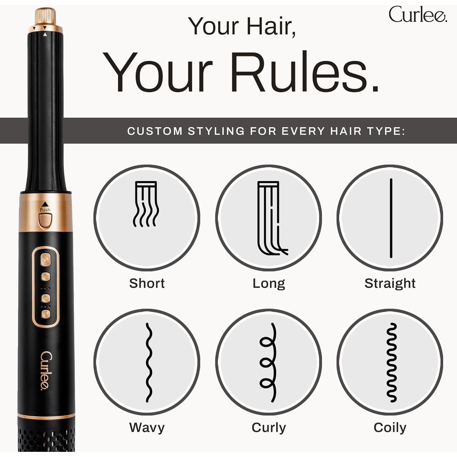 Cepillo Secador de Cabello Curlee MK-327B 1200W 6 en 1 Negro