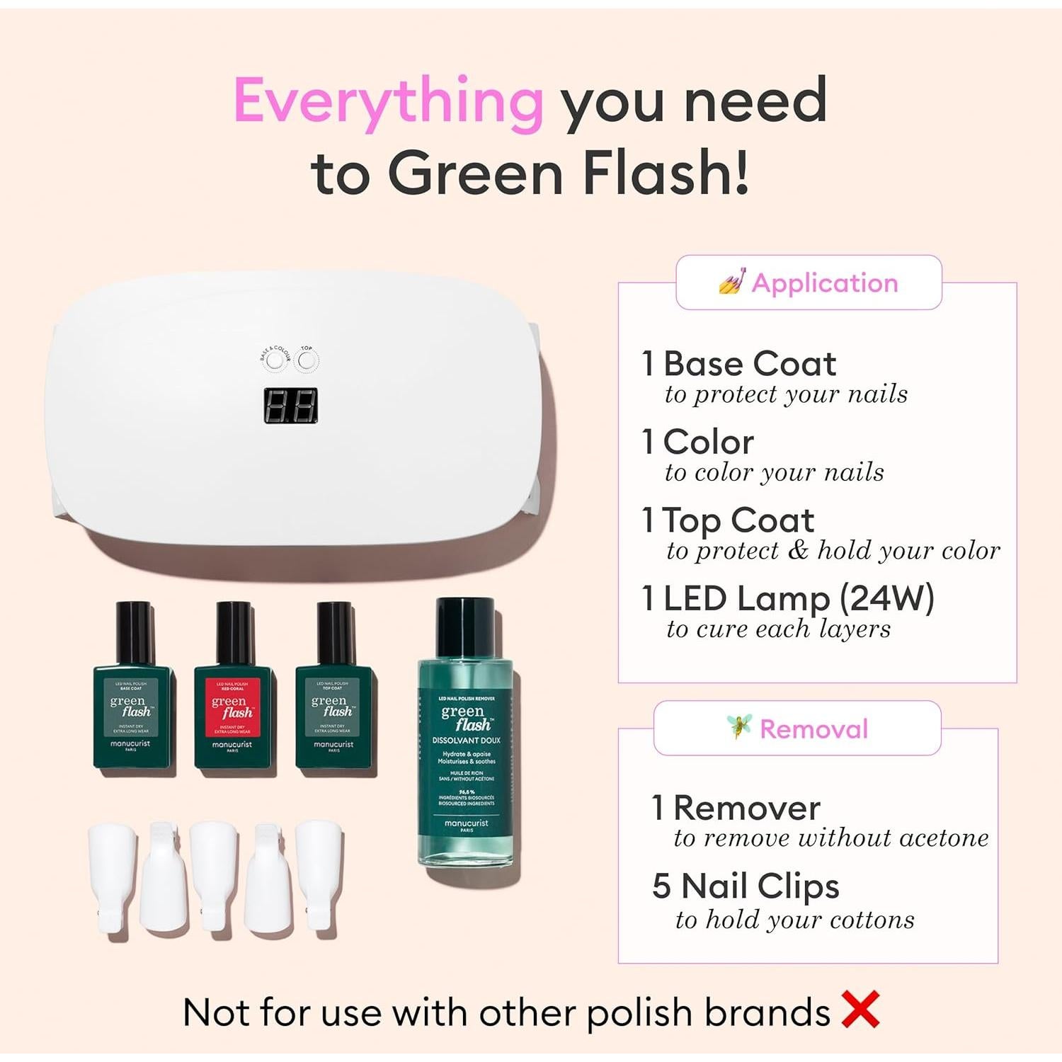 Kit de Uñas en Gel Manucurist LED 24W - Capa Base, Color y Removedor