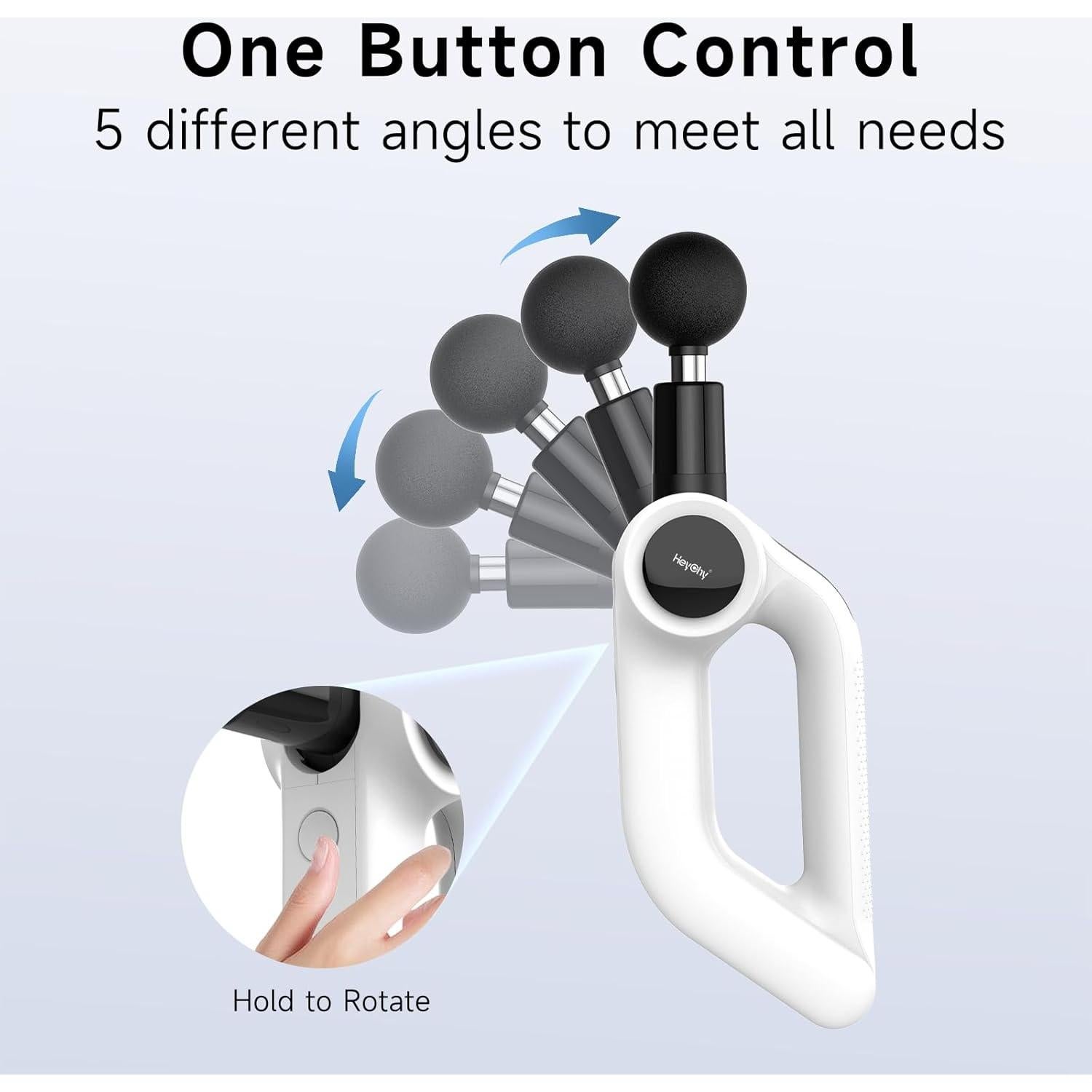 Pistola de Masaje HEYCHY D5 Pro-BK con Calor y 8 Cabezas