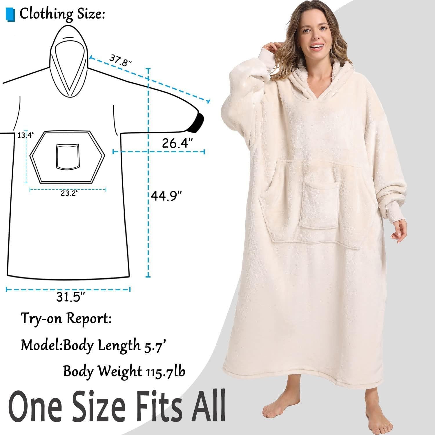 Sudadera Manta Oversized FUSSEDA Beige Cálida con Capucha